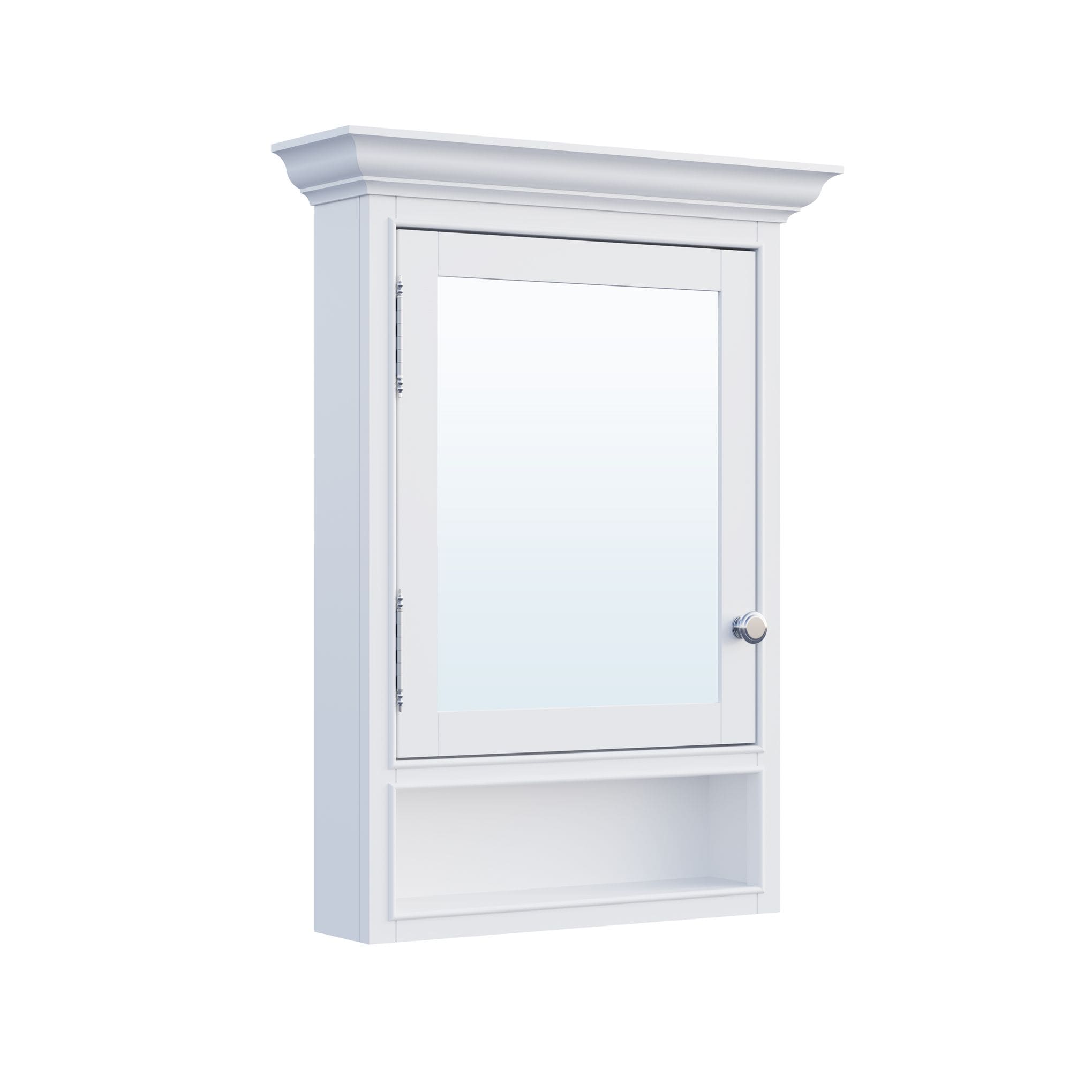 WELLFOR J2432MCL-WT 24-in x 32-in Surface Mount White Mirrored Rectangle Soft Close Medicine Cabinet