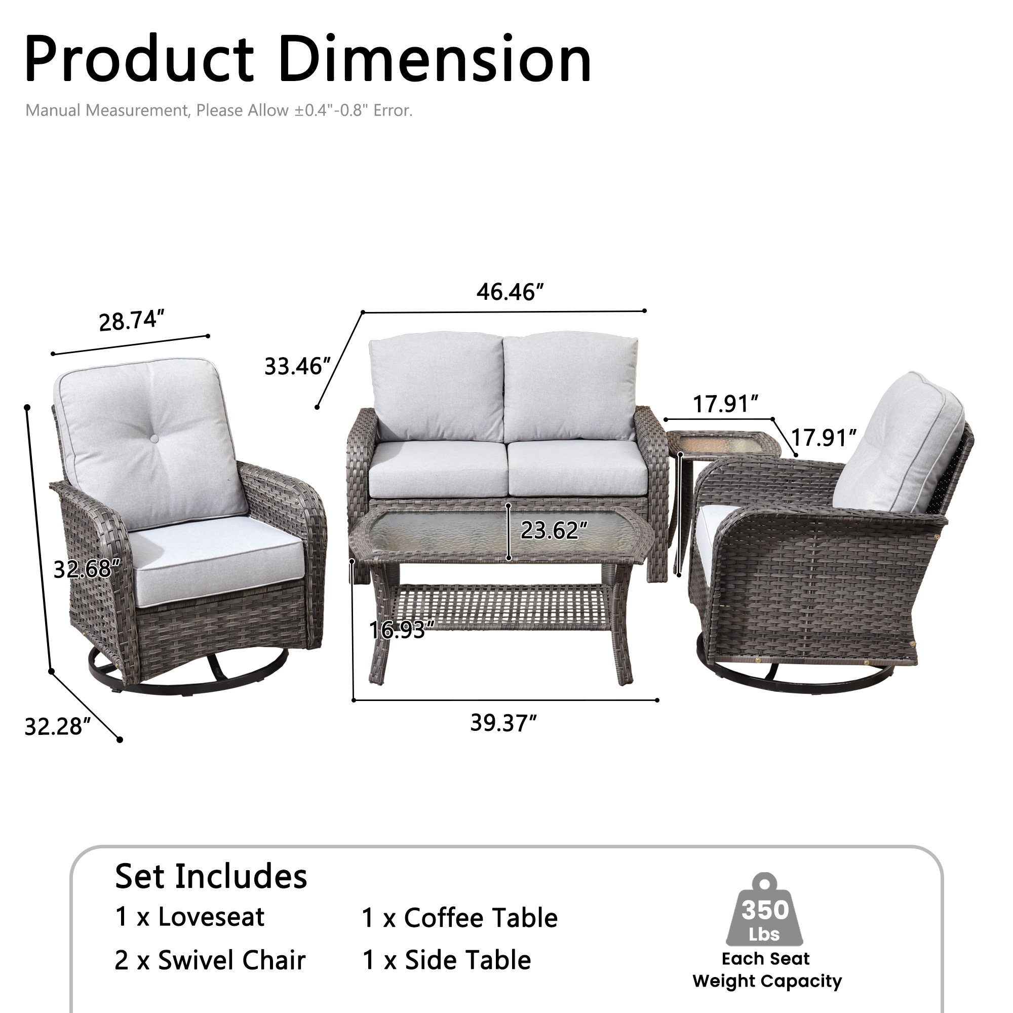 Ovios GN405Y Patio-Conversation-Sets - View #8