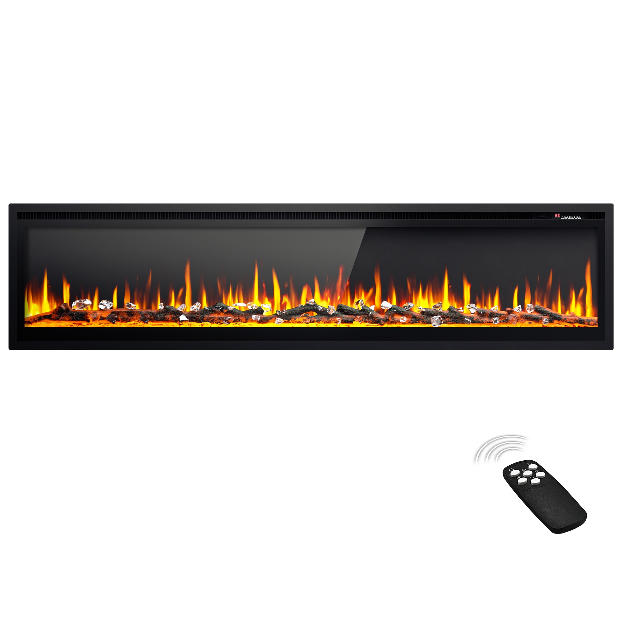Euhomy EF-72-E-LWS 72-in W Black Wall mount Fan-forced Wall-mount Electric Fireplace with Remote Control Included