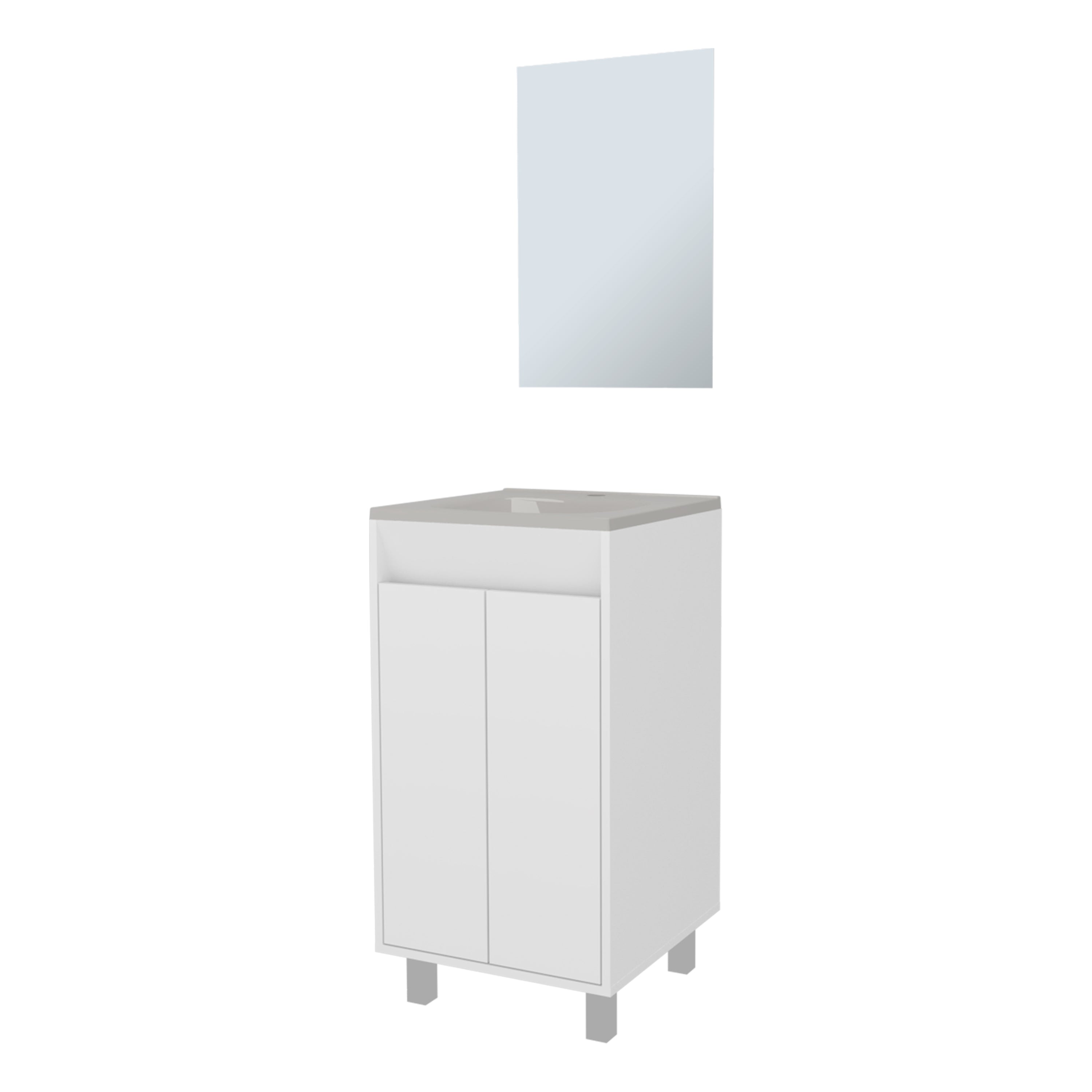 Tinyhomie White Bathroom Storage Cabinet Double Door Compact Freestanding Bathroom Organizer