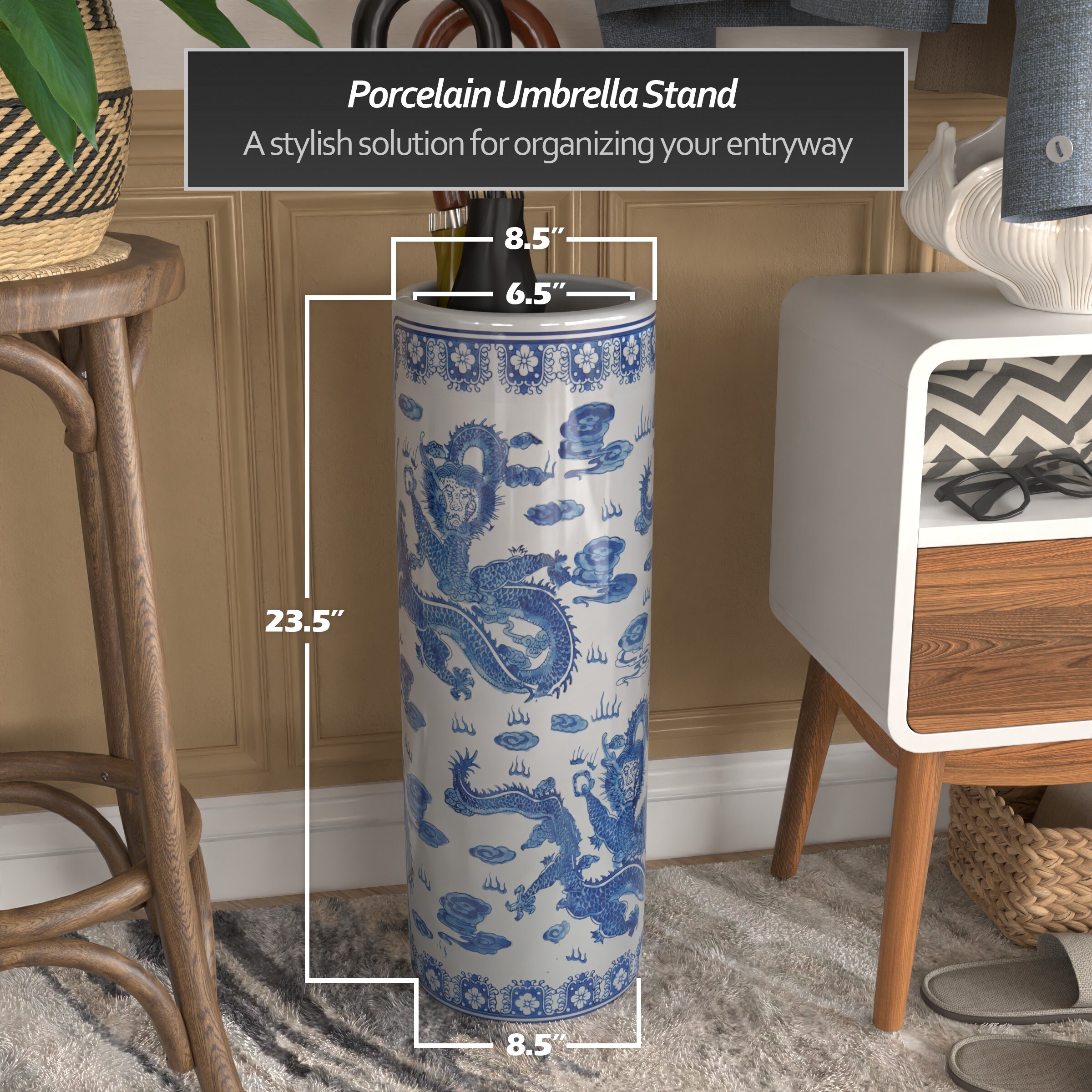 Oriental Furniture BW-UMBR-DRG1 Indoor-Umbrella-Stands - View #4