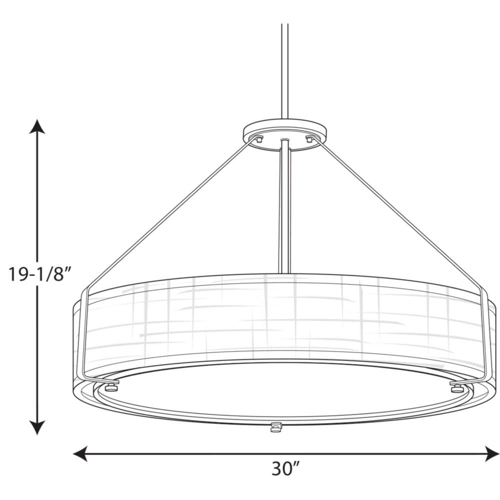 Brushed Nickel 6-Light Drum Pendant with Glass Diffuser