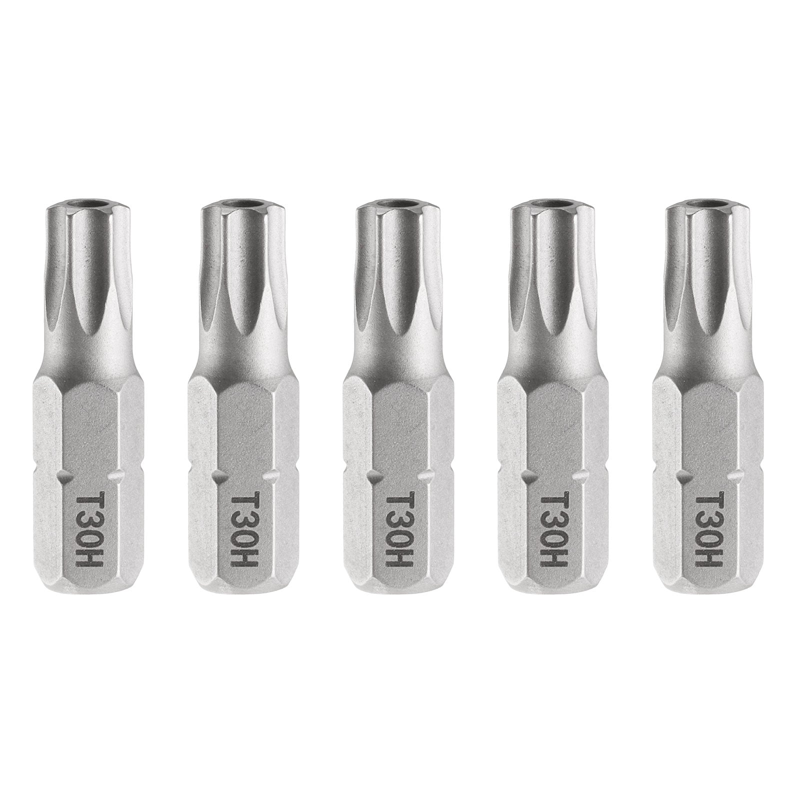 Harfington 5pcs T30H Torx Screwdriver Bit 1/4 Inch Hex Shank 25mm/1 Inch Length Magnetic Star 6 Point Head S2 Steel Screw Driver Bit with Hole #S26030900UX3125