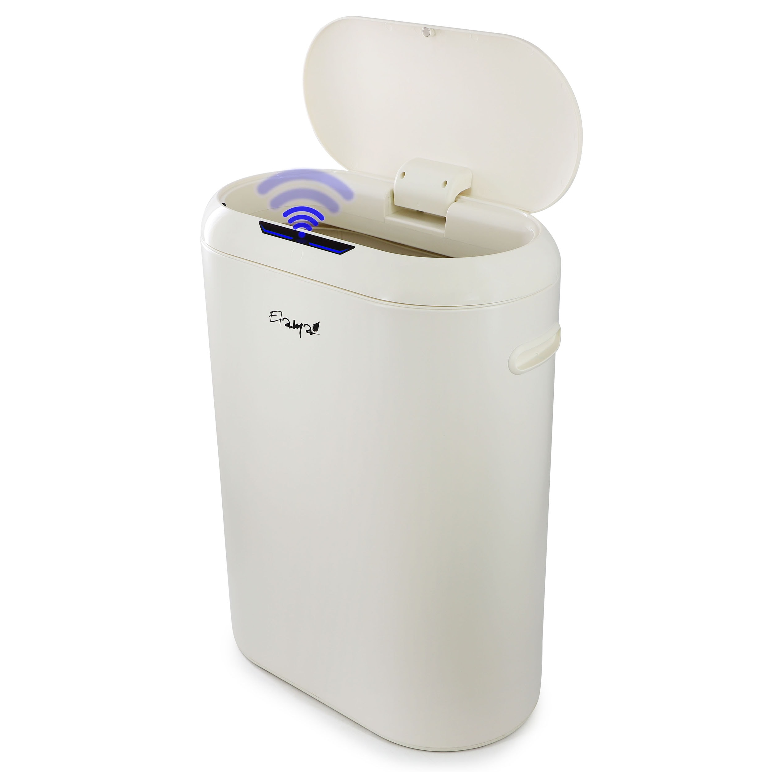  13 Gallon Automatic Sensor Hands Free Round Top Trash Can in White