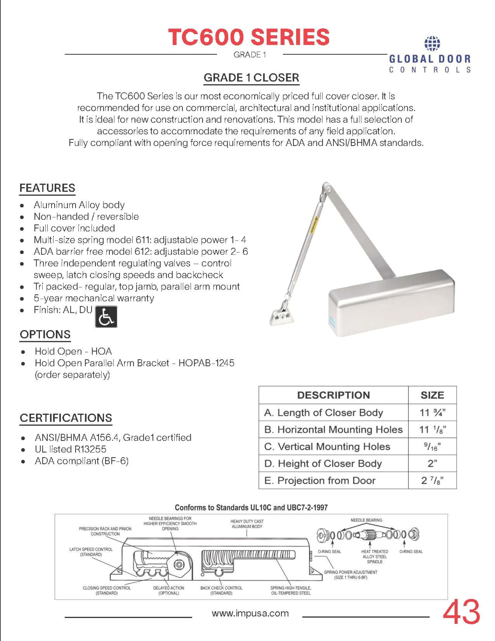 Global Door Controls TC612-AL Door-Closures - View #10