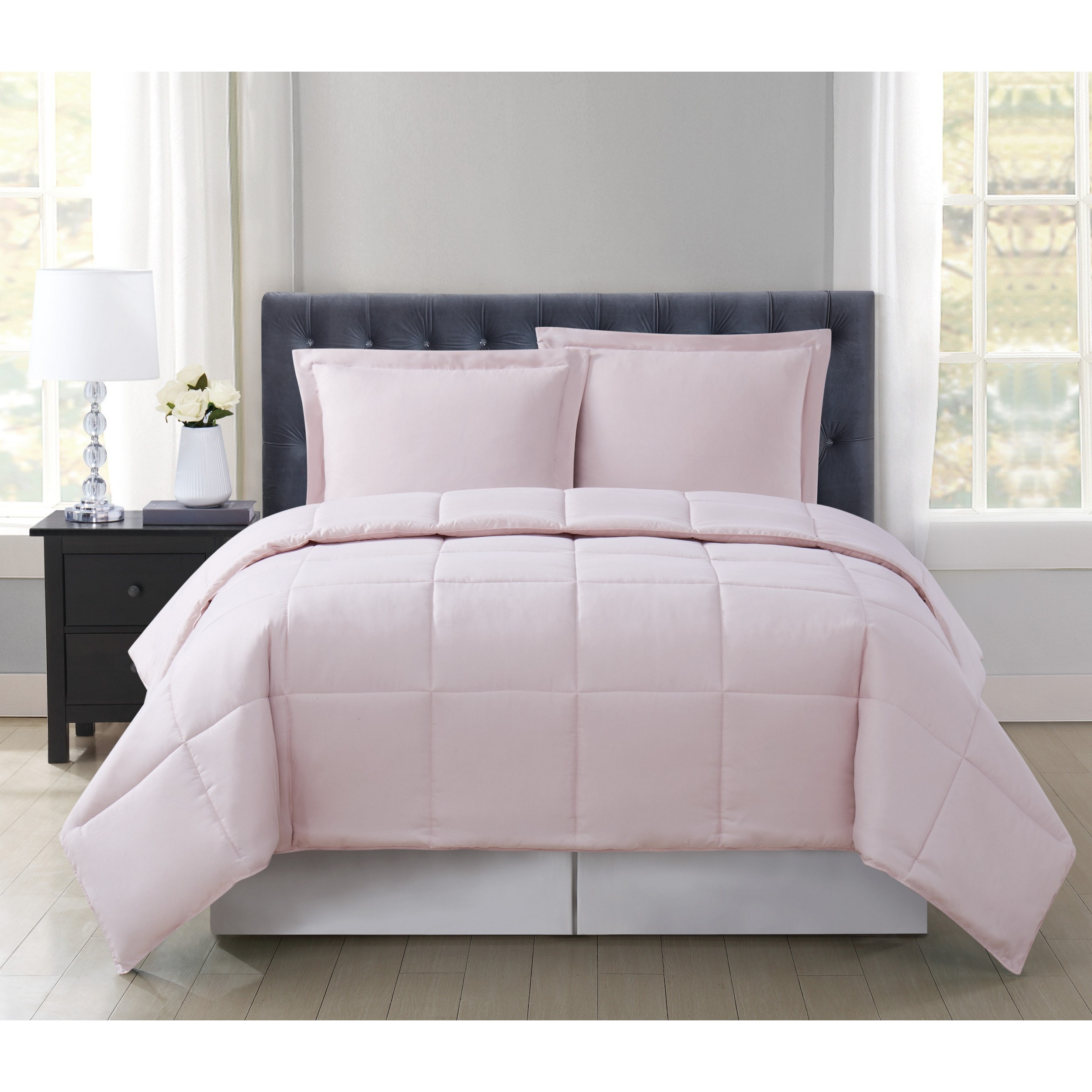 Truly Soft Everyday Solid Reversible 3 Piece Blush Full Queen Comforter