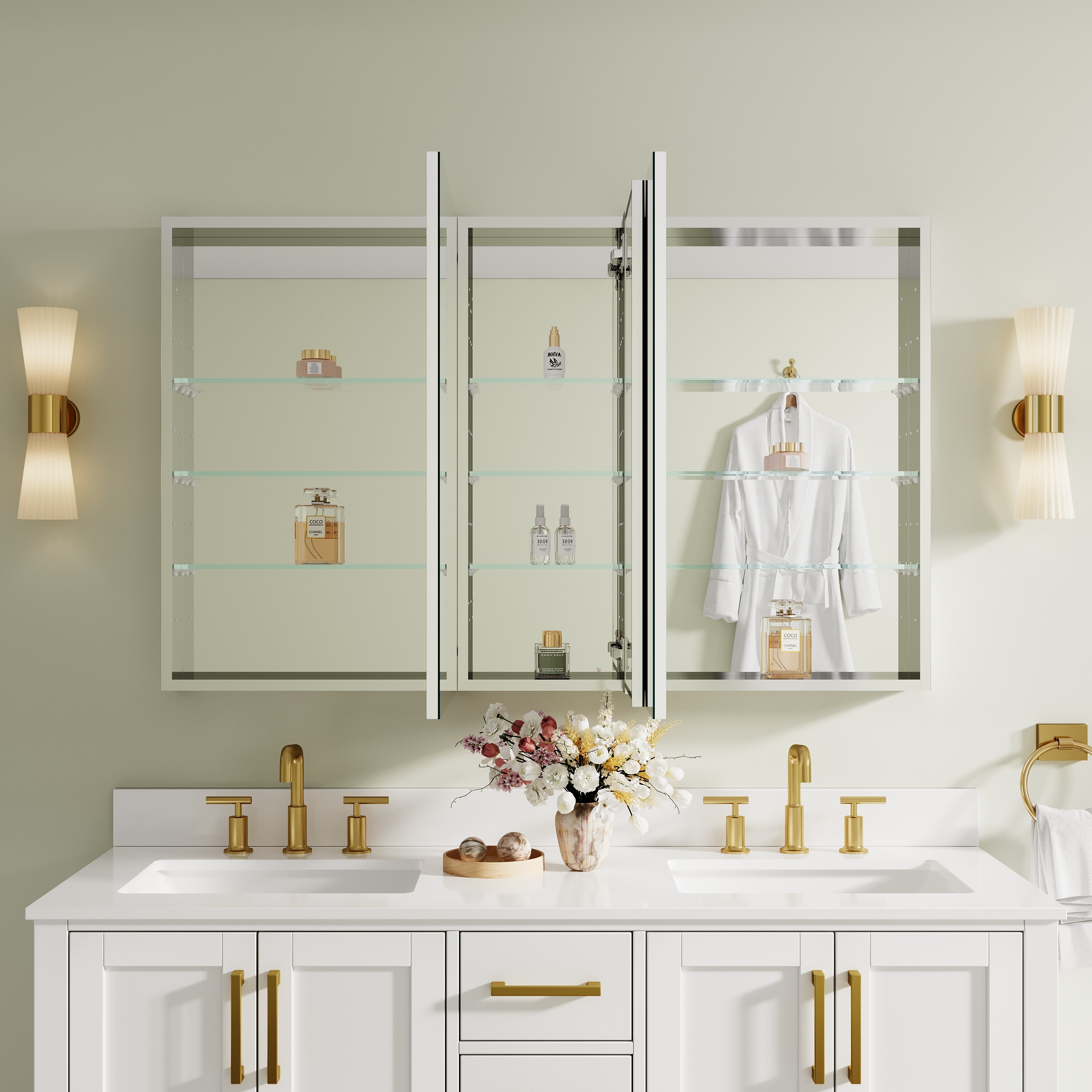 Forclover FROS Medicine Cabinet 52-in x 32-in Surface/Recessed Mount ...