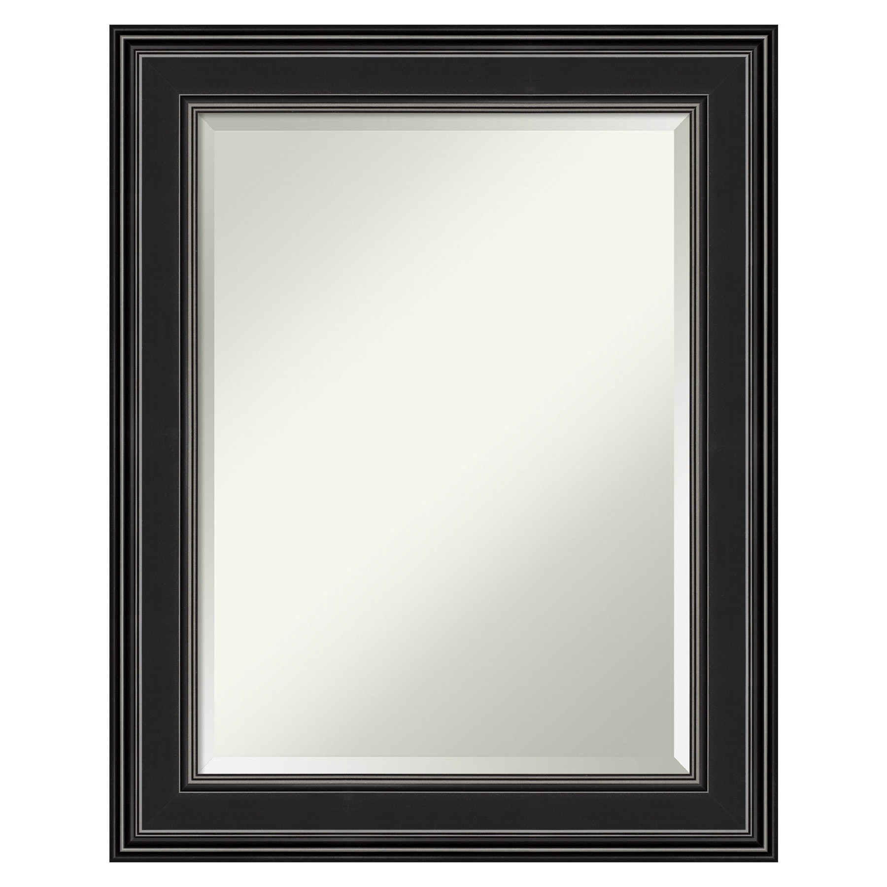 Ridge Black Silver-Edged 29.75" x 23.75" Rectangular Polystyrene Framed Wall Mirror