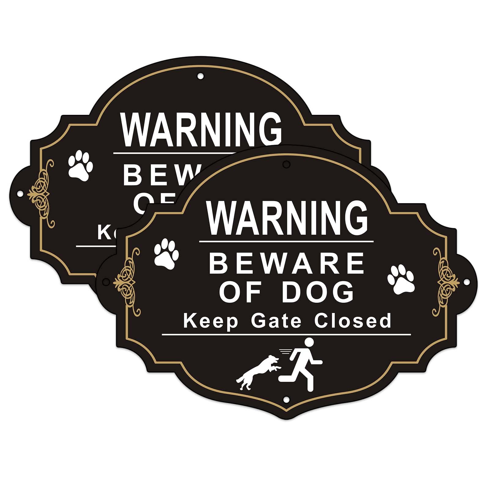 Afoxsos  Beware of Dog Sign 2 Pack Rust Free Aluminum Metal Signs 10x8 Inch UV Protected Fade Resistant for Fence Yard Home Business
