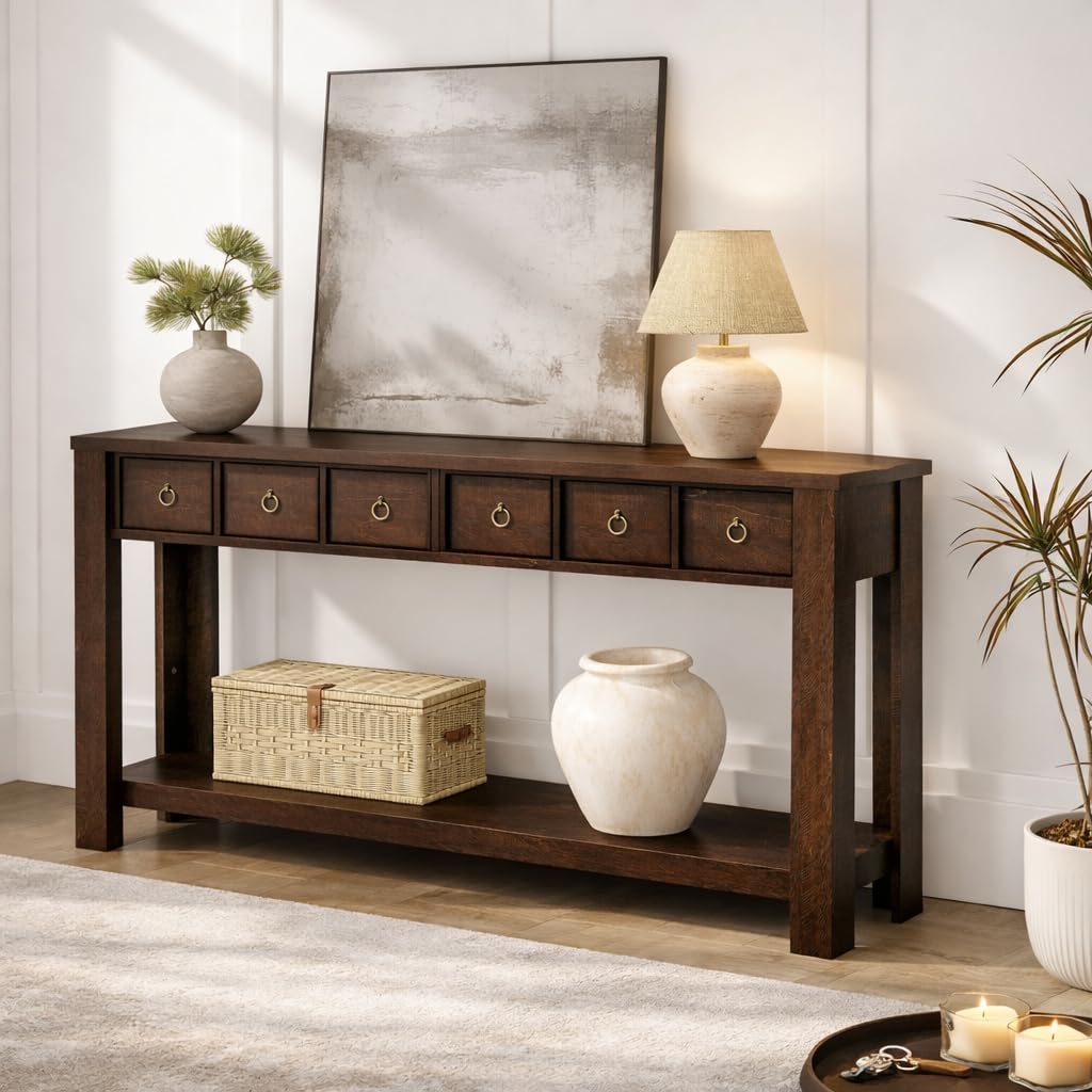 GarveeLife Fluted farmhouse console table with drawer for entryway ...