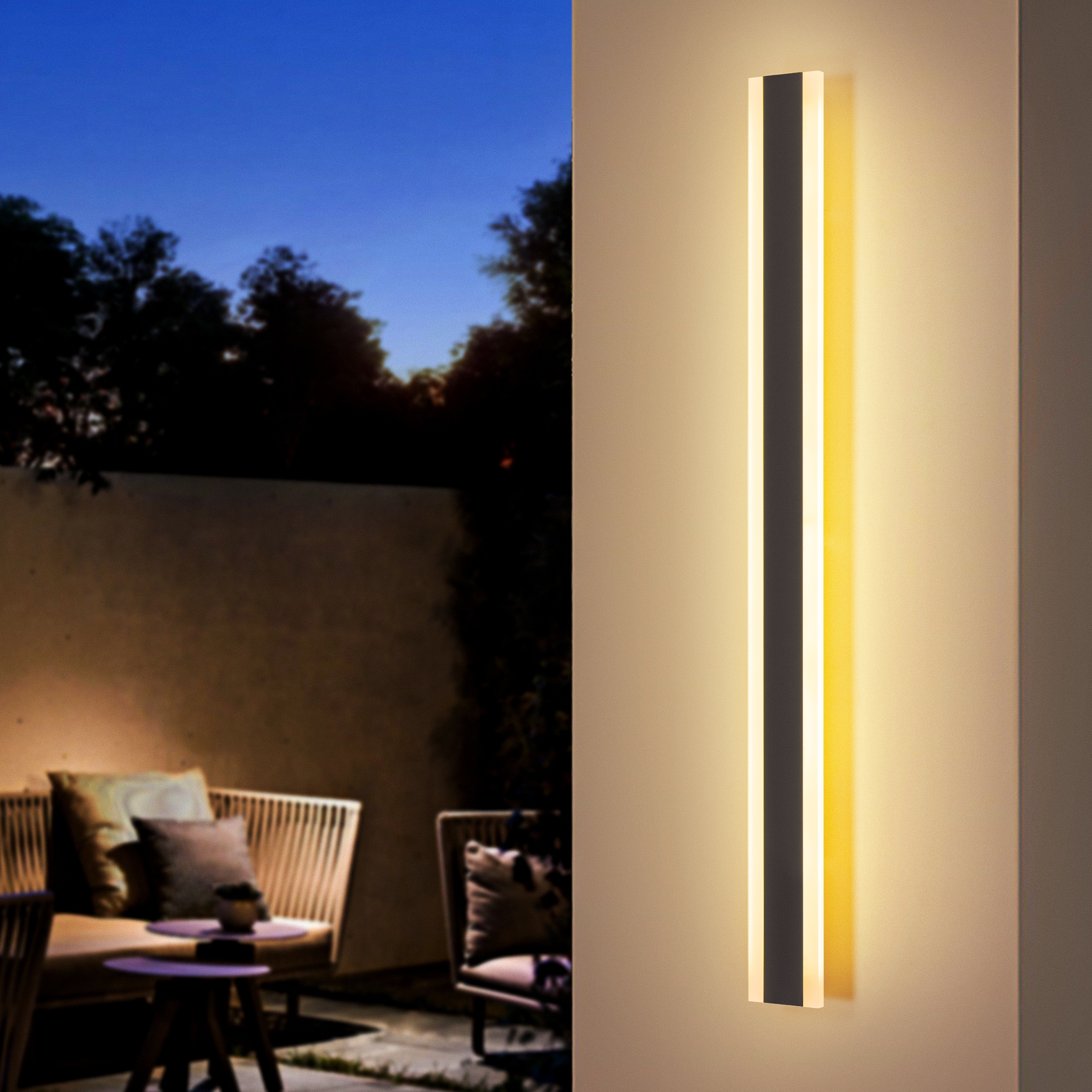 Rennnsan WL810153148 Hannah 39.3-in H Matte Black Hardwired Integrated LED Outdoor Wall Light