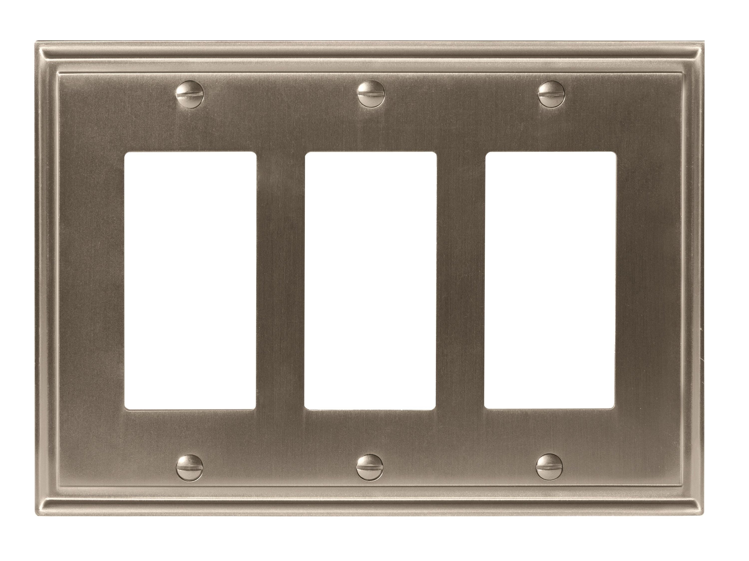Satin Nickel Triple Rocker Traditional Wall Plate