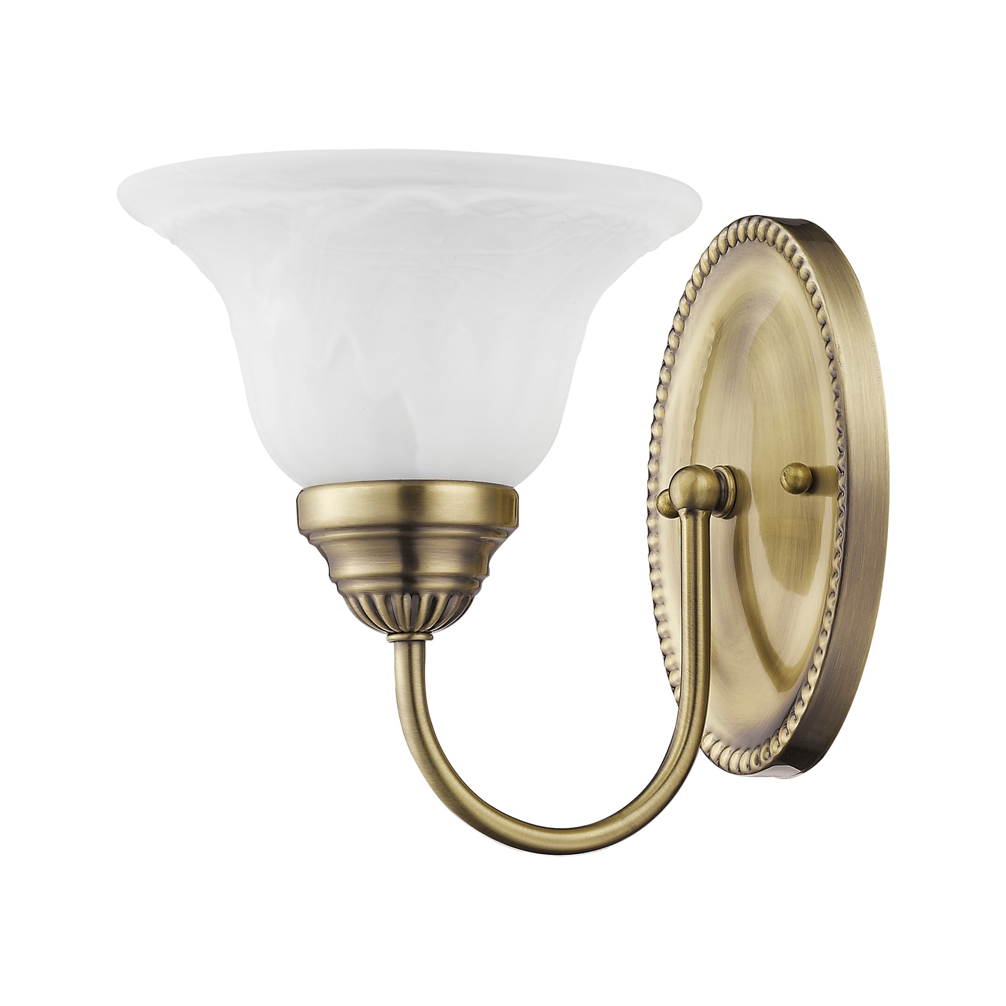 Edgemont Antique Brass 1-Light Vanity with White Alabaster Glass