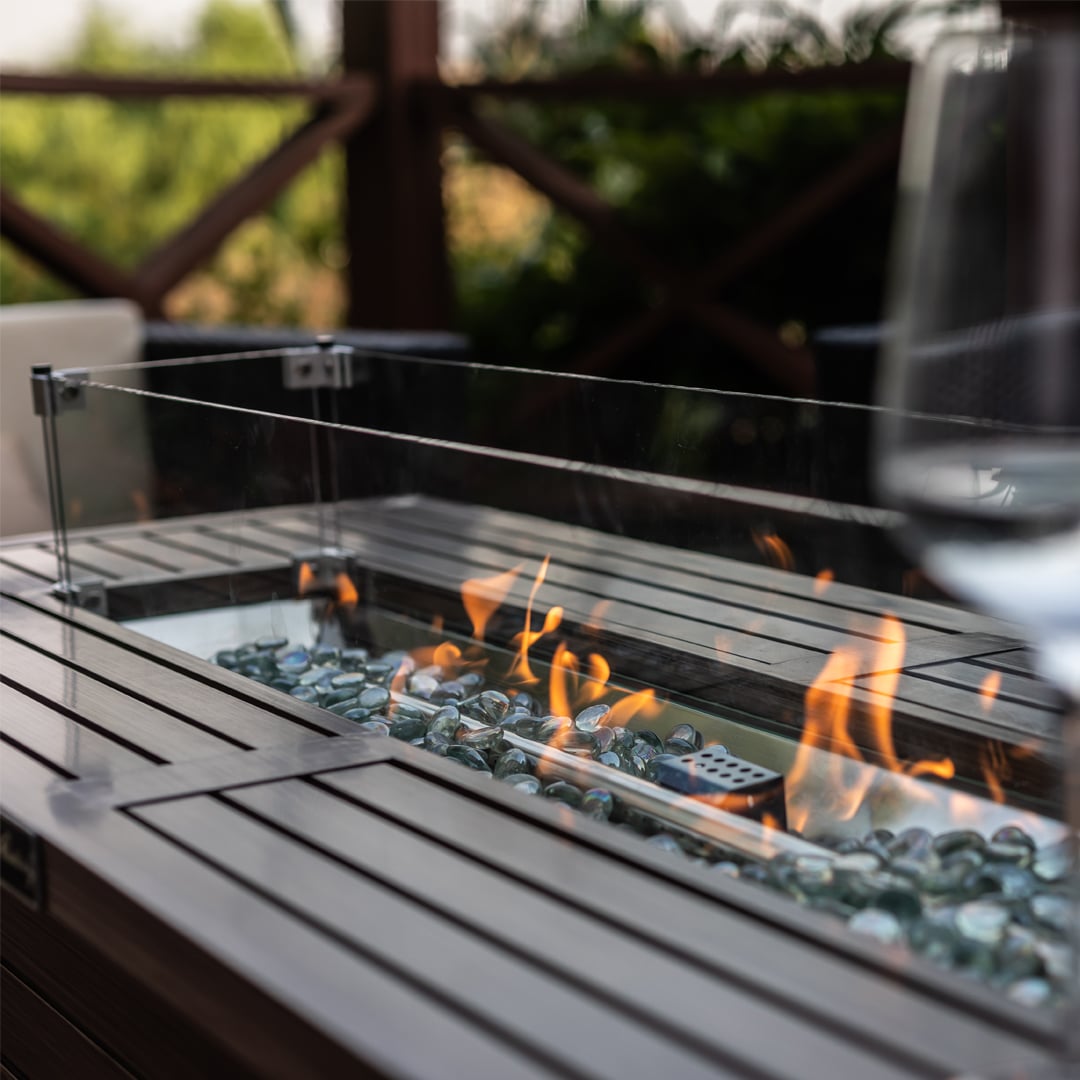 Black Aluminum Gas Fire Pit Table with Cover