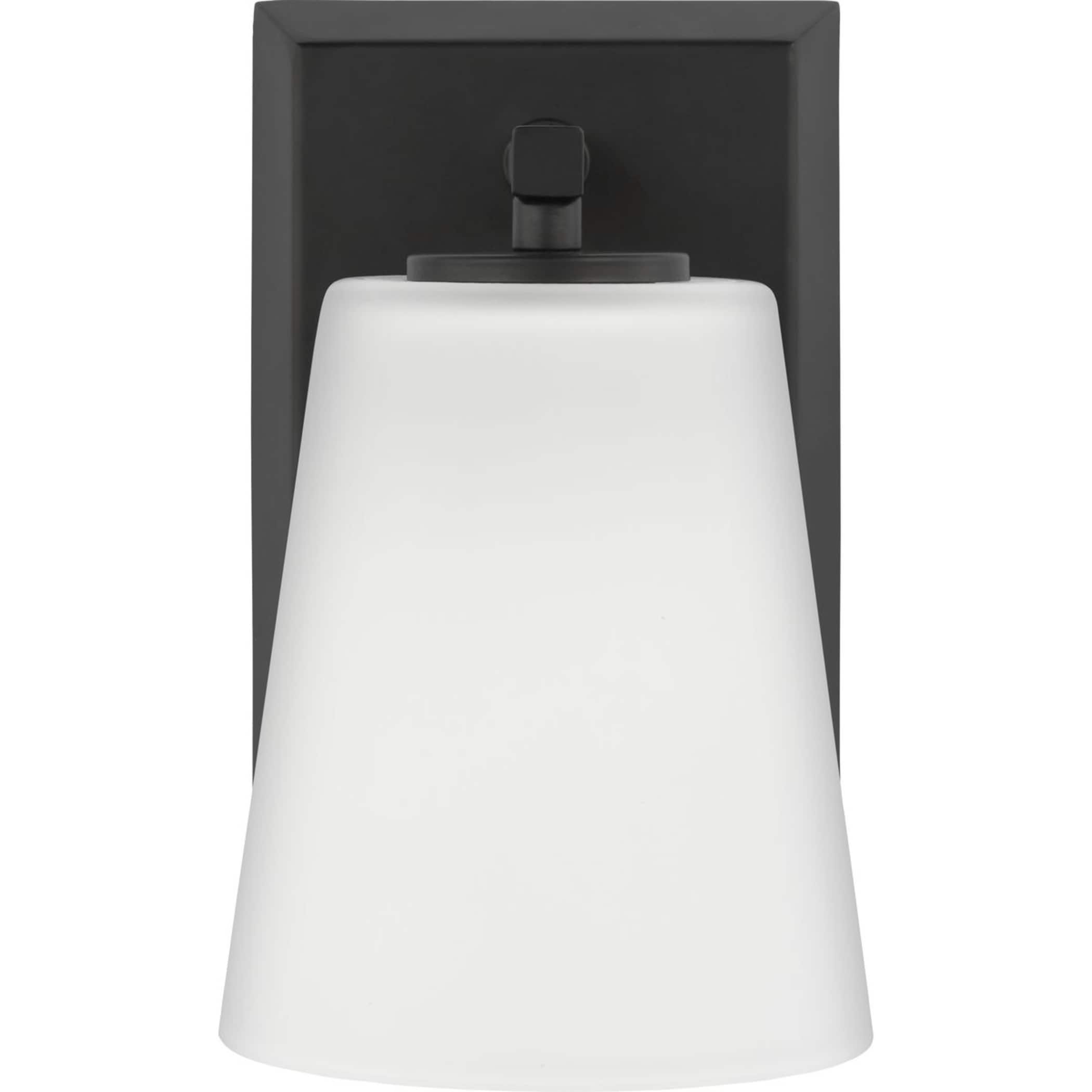 Vertex Matte Black and Etched White Glass Bath Light