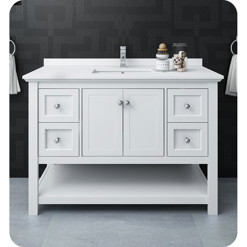 Fresca Manchester 48-in White Bathroom Vanity Base Cabinet without Top ...