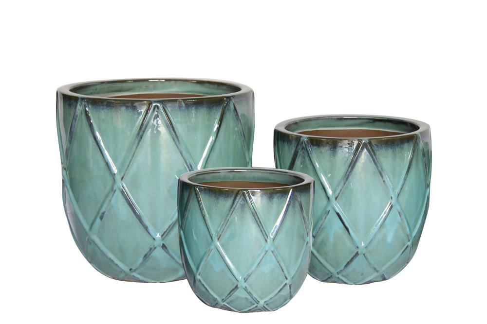 Teal Ceramic Planter In The Pots, Large Outdoor Ceramic Planters Canada