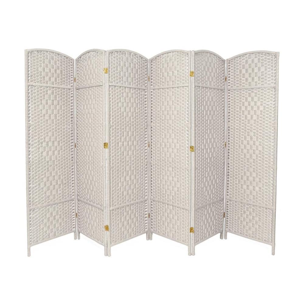 Oriental Furniture 6-Panel White Cellulose Fiber Folding Transitional ...