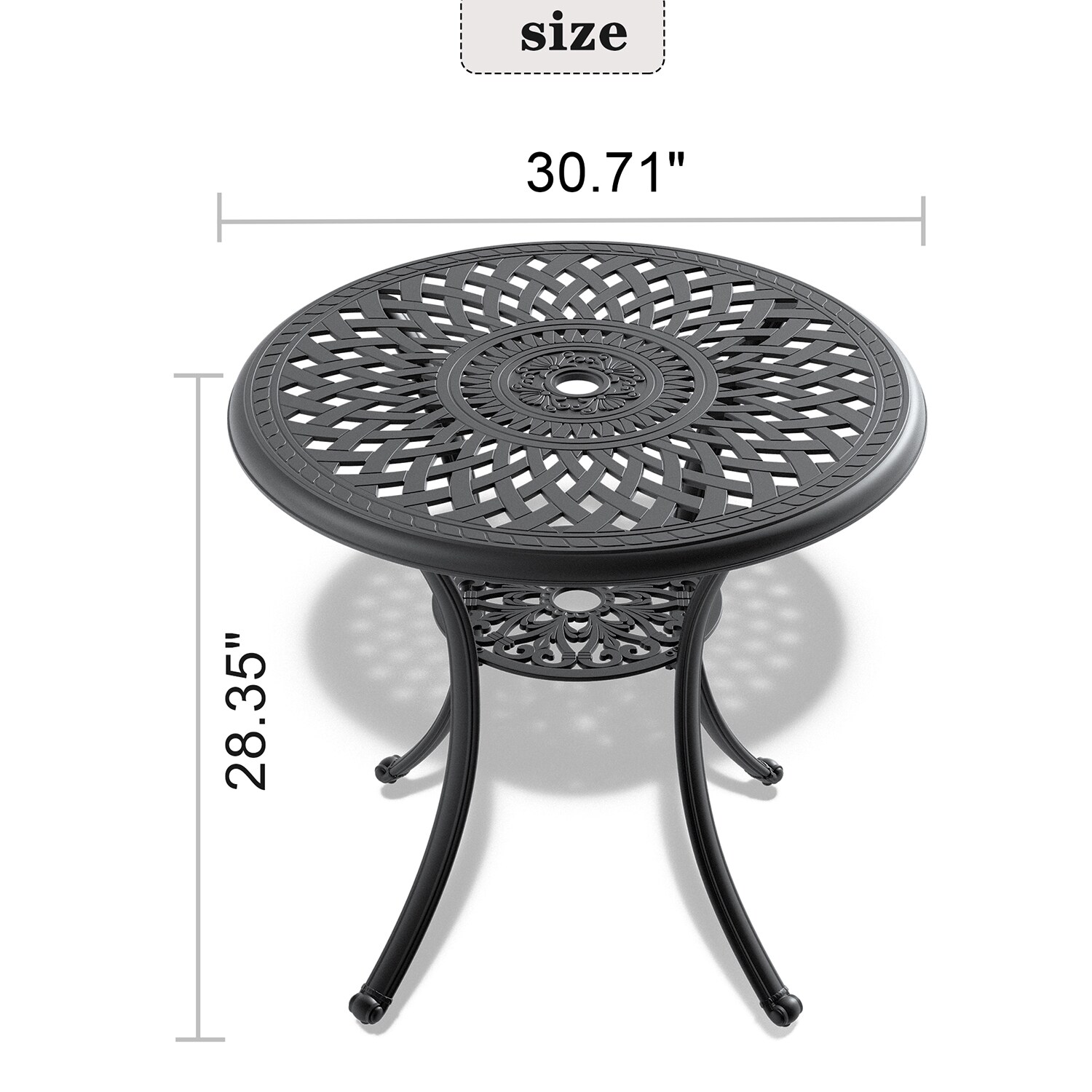 Mondawe Patio Table Round Outdoor Coffee Table 30.71-in W x 30.71-in L ...