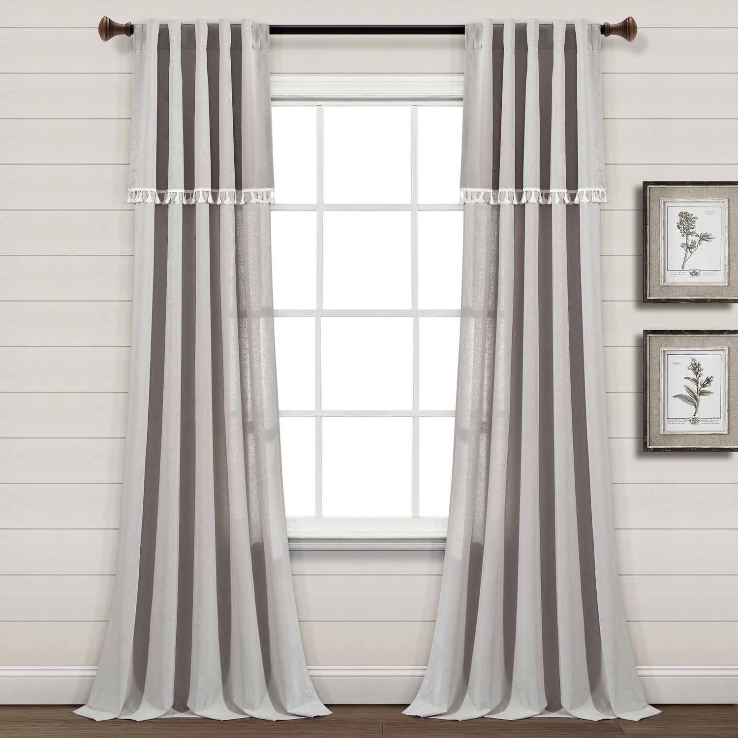 Lush Decor 16T006187 84-Inches Light Gray Back tab Curtain panel pair