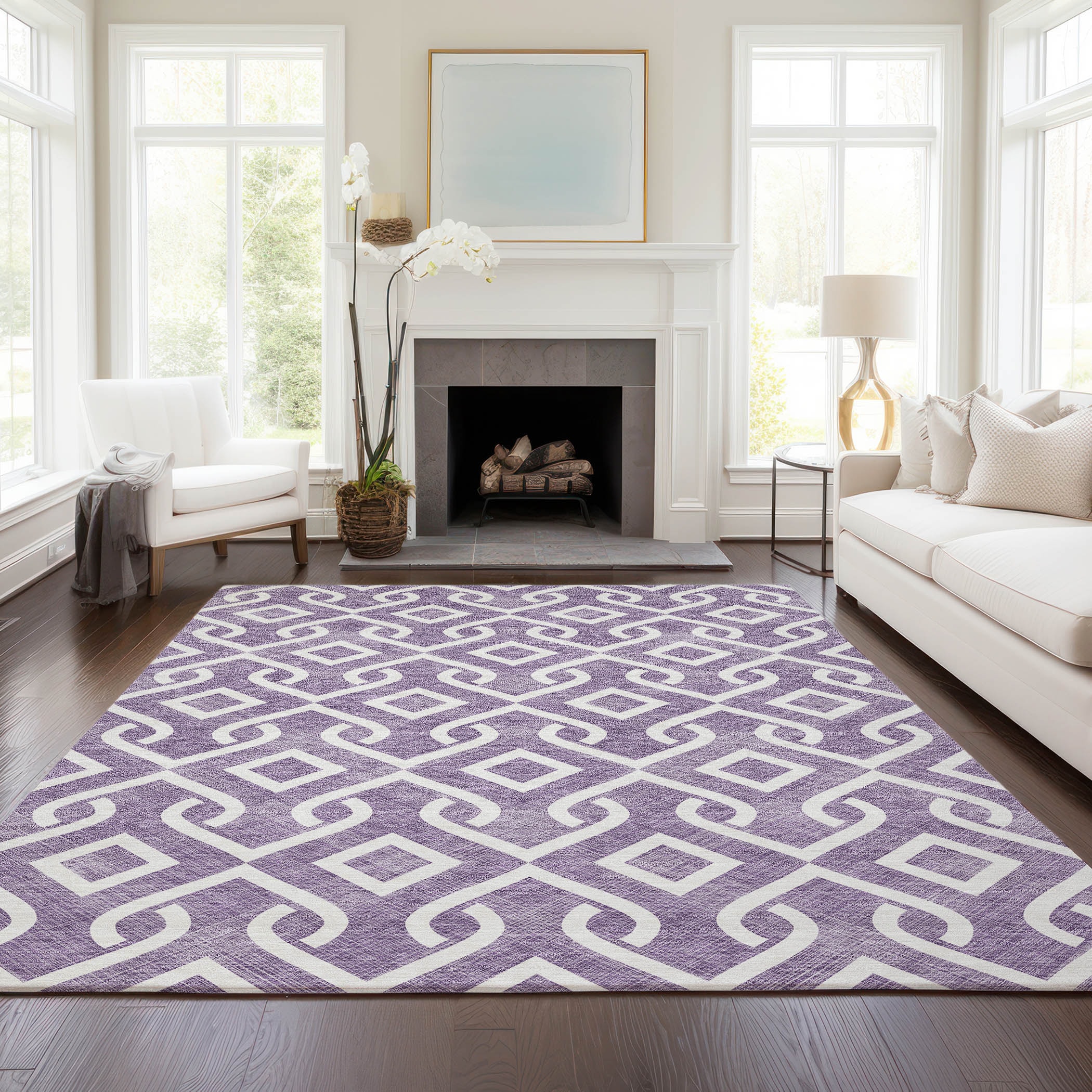 Addison Rugs ACN621PP30X46 Chantille ACN621PP 2 x 3 (ft) Polyester Purple Rectangular Indoor/Outdoor Geometric Machine washable Area rug