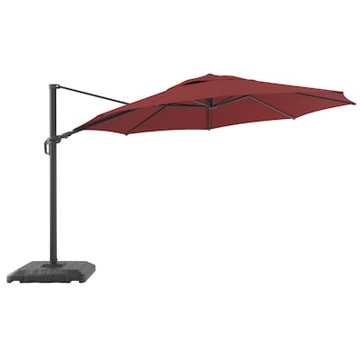 Allen Roth 13 Ft Commercial Red Slide Tilt Offset Patio Umbrella With Base In The Umbrellas Department At Com - 13 Ft Patio Market Umbrellas