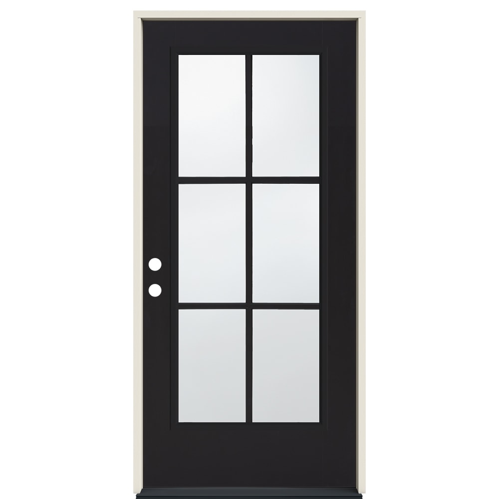 JELD-WEN JW250900005  32x80 Steel Full-Lite Right-Hand 6-Lite Black Entry Door
