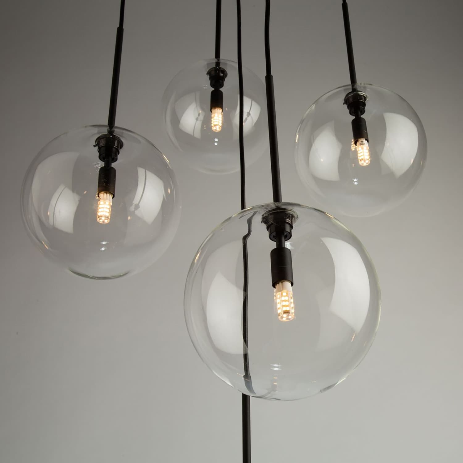 Black Glass Globe 5-Light LED Pendant