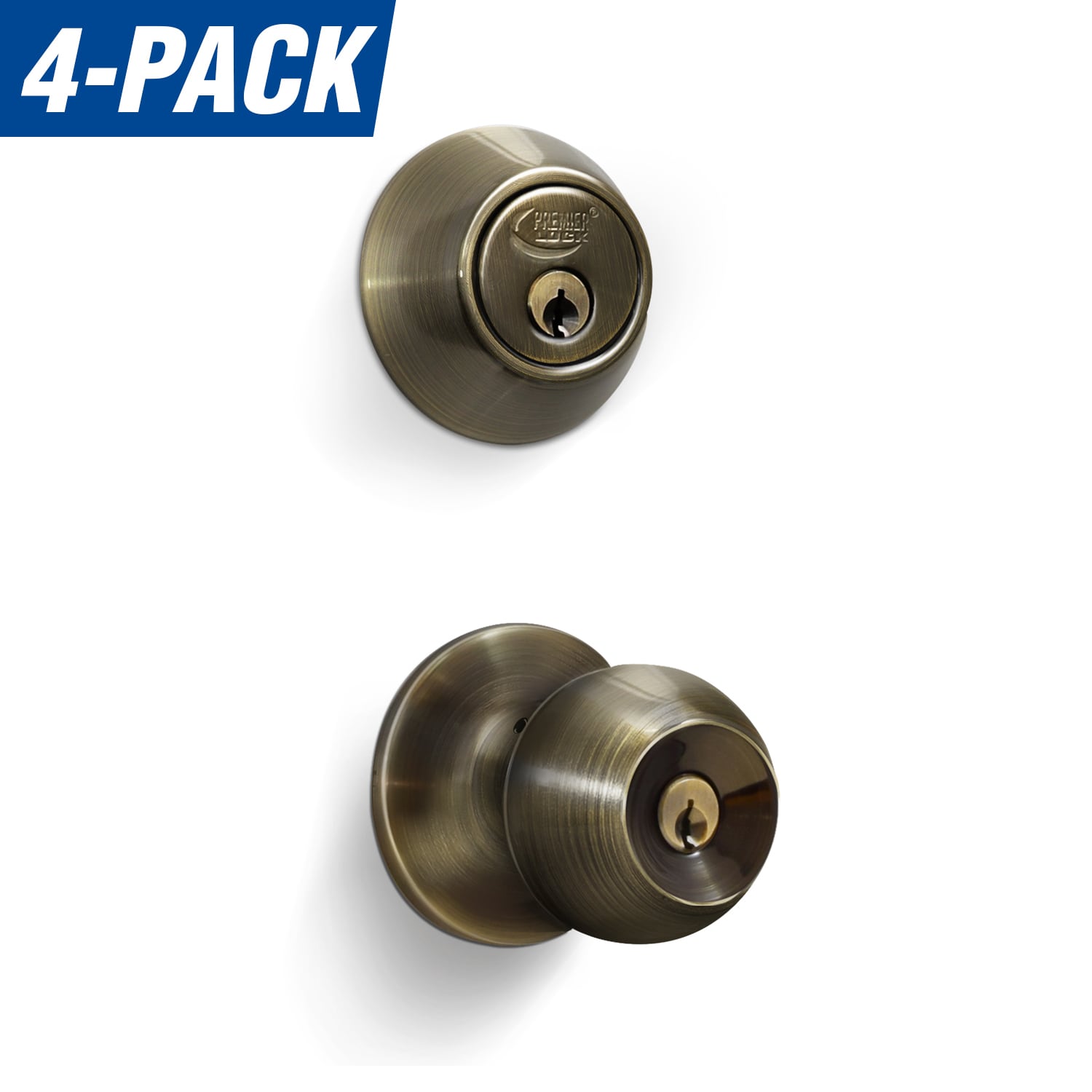 Small Antique Brass Flush Mount Lock for Cabinet Doors or Dresser Drawers w/Key | l-1ab, Gold