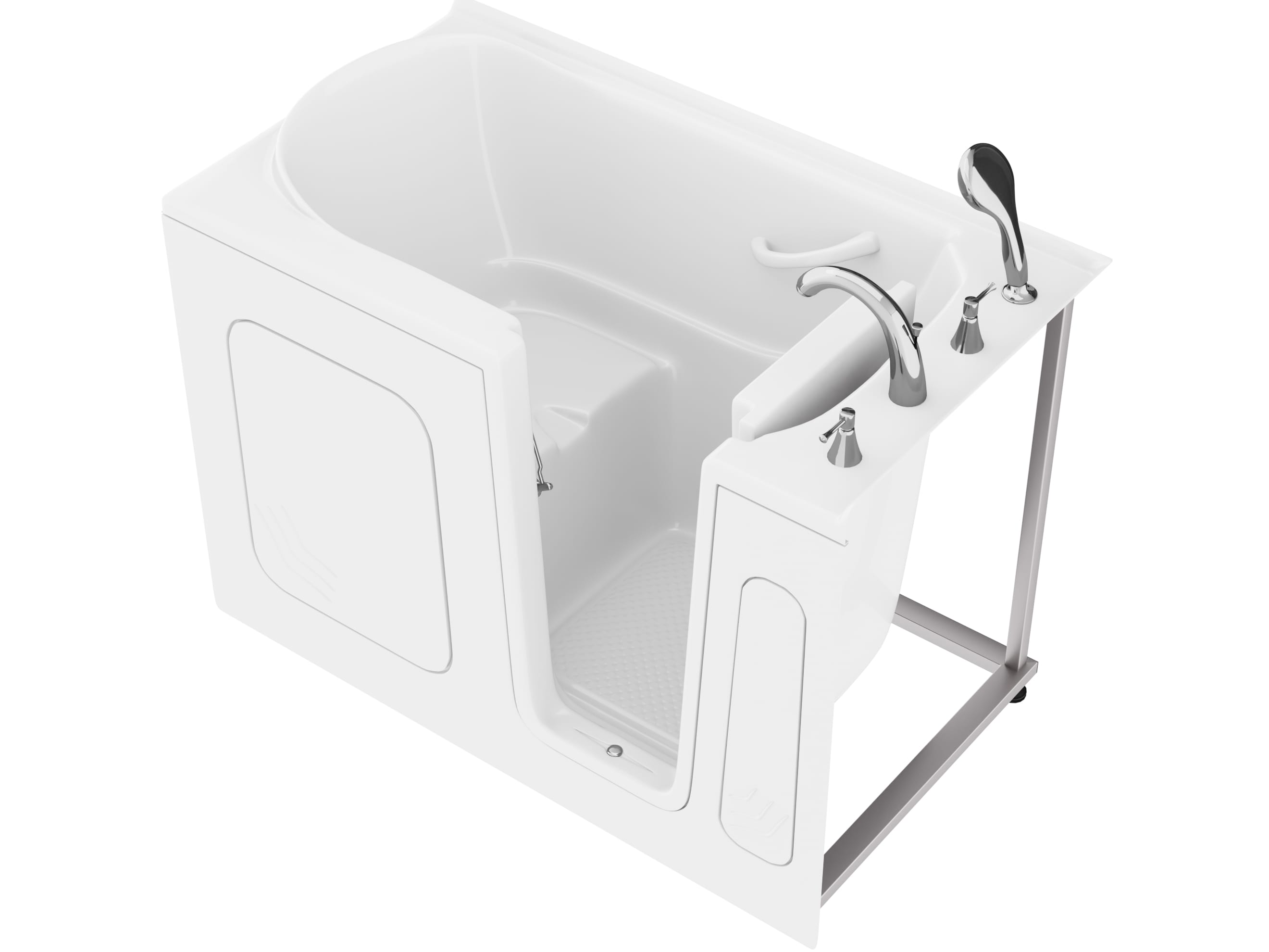 Endurance WTLSX Series 29.75-in x 53.5-in Glossy white Acrylic Rectangle Walk-in Soaking Bathtub with Faucet Hand Shower with Drain ( Right Drain )