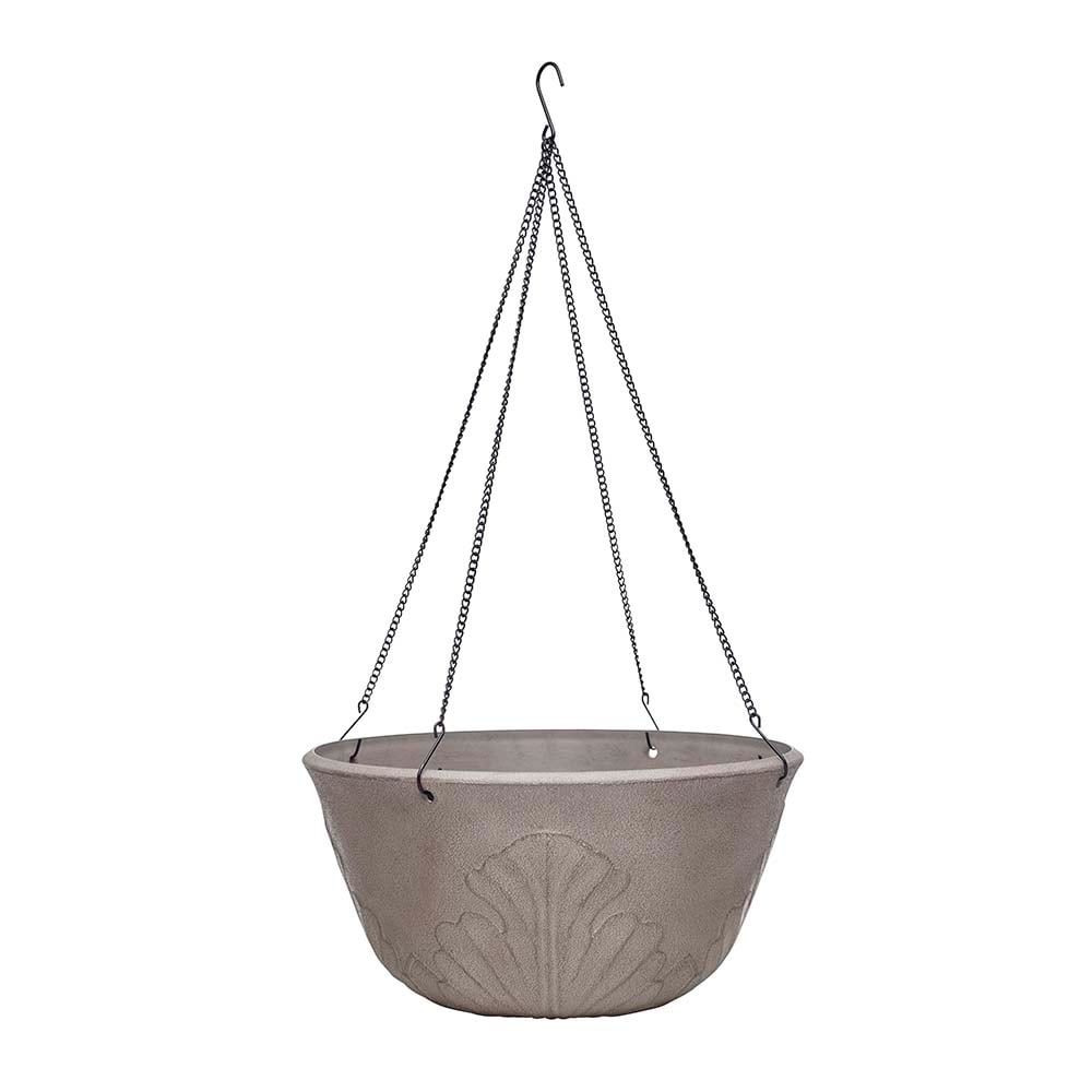 allen + roth HDR-057567 Round 14-in W x 7-in H Off-white Resin Traditional Indoor/Outdoor Hanging Planter