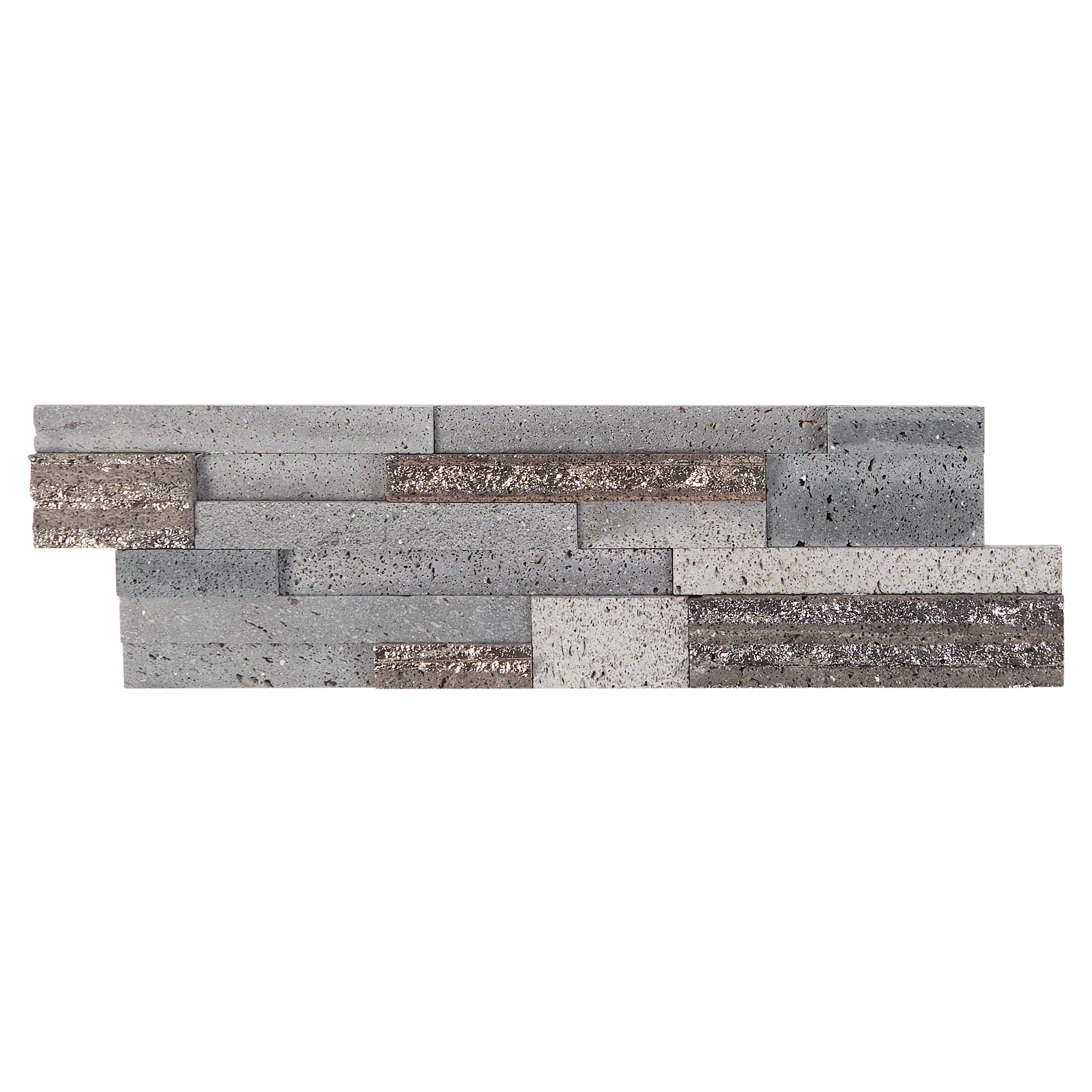 Artmore Tile EXT3RD102494 (Sample) 3D Stone Steel 4-in x 8-in Matte Marble Linear Brick Look Tile