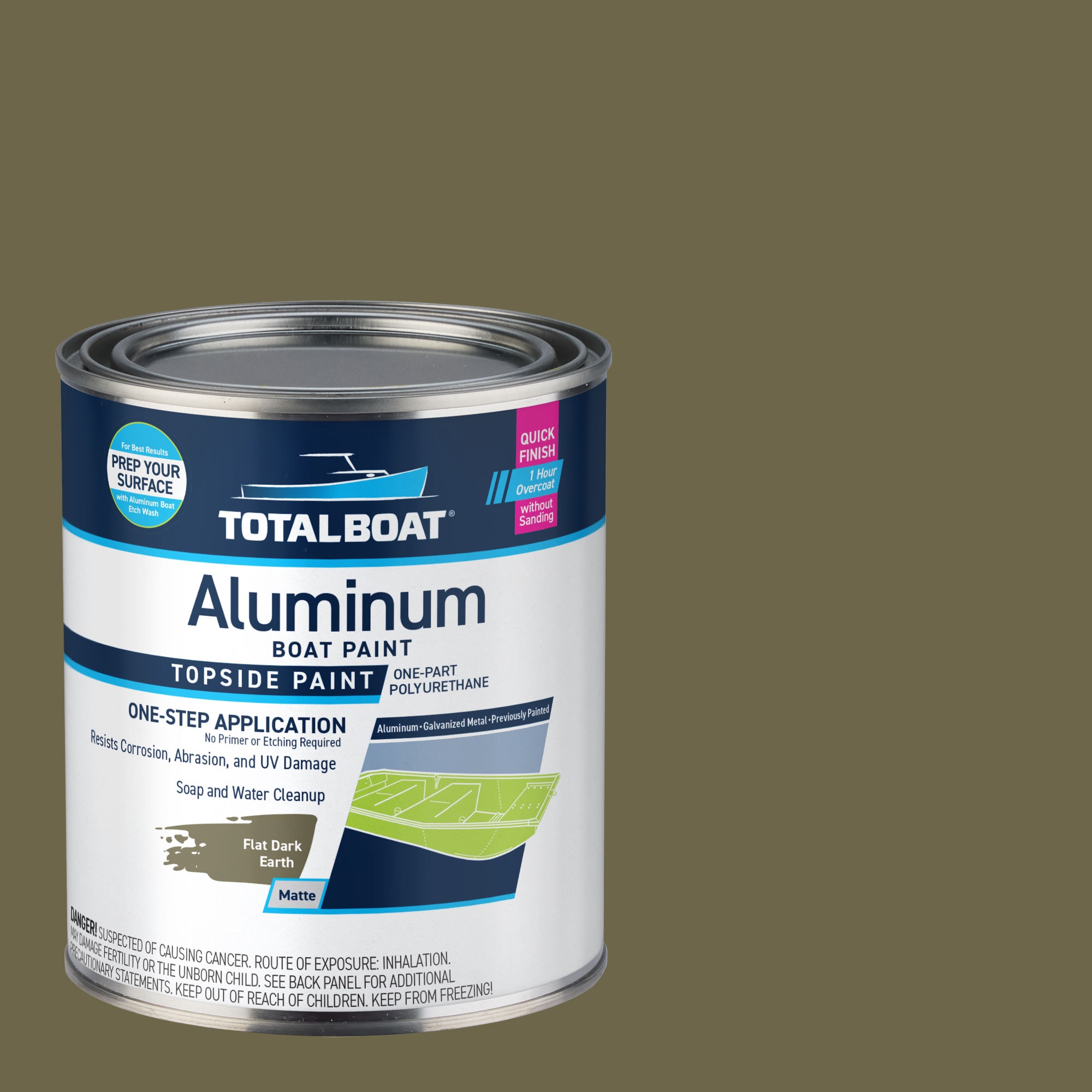 TotalBoat 520884 Aluminum Boat Paint Topside Paint Matte Flat Dark Earth Water-based Marine paint ( 1-quart )