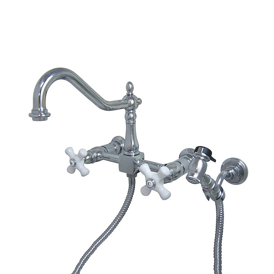 Elements of Design Chrome 2-Handle Wall-Mount Bridge Handle Kitchen Faucet Elements of Design Chrome 2-Handle Wall-Mount Bridge Handle Kitchen Faucet