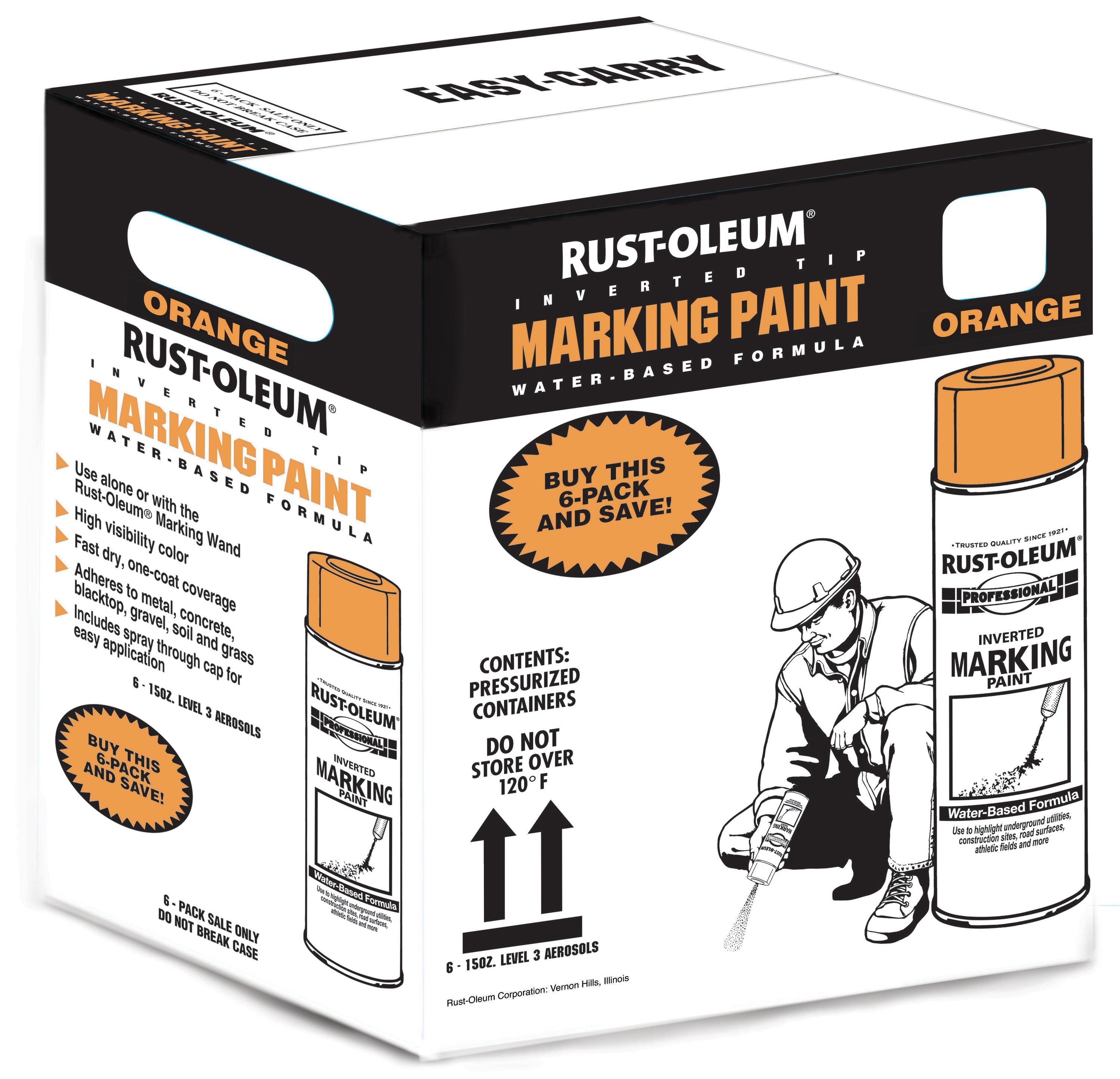 Rust-Oleum Professional 6-Pack Fluorescent Orange Water-based Marking Paint  (Spray Can) in the Marking Paint department at