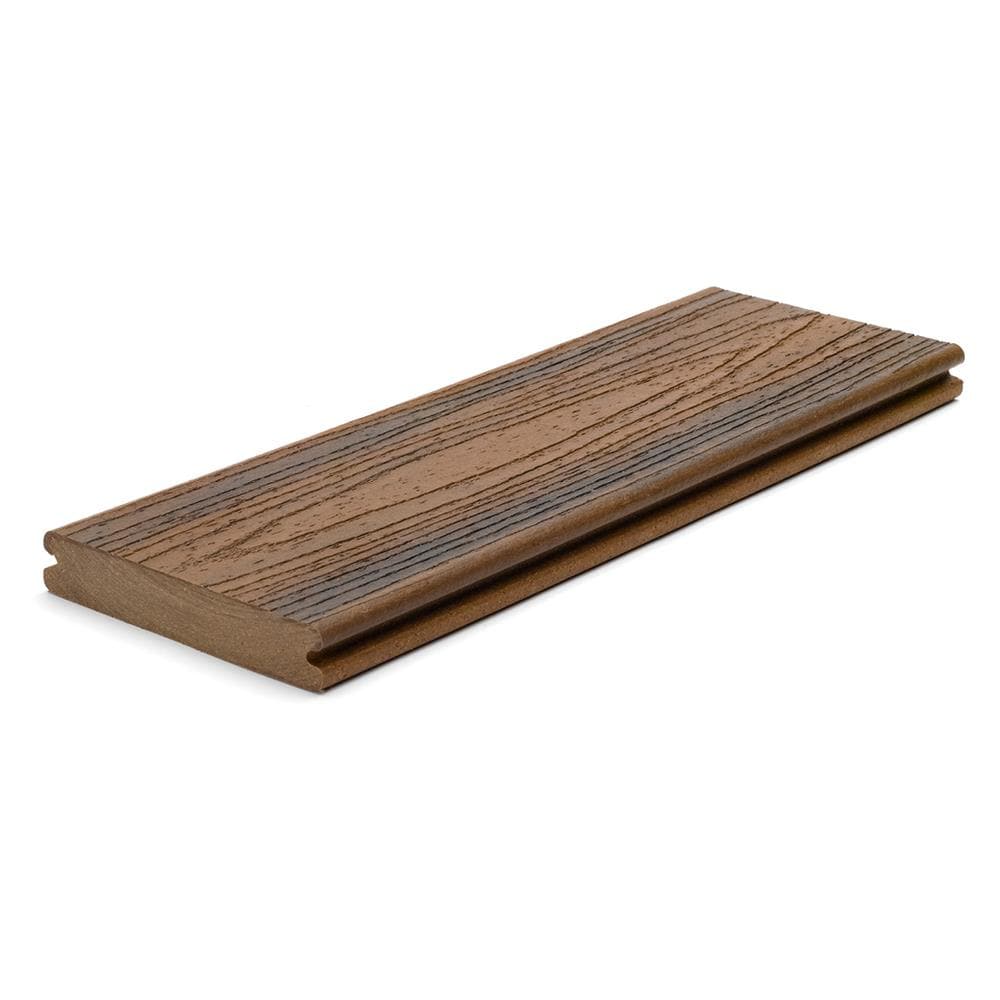 Transcend 1-in x 6-in x 12-ft Spiced Rum Grooved Composite Deck Board in Brown | - Trex 600101