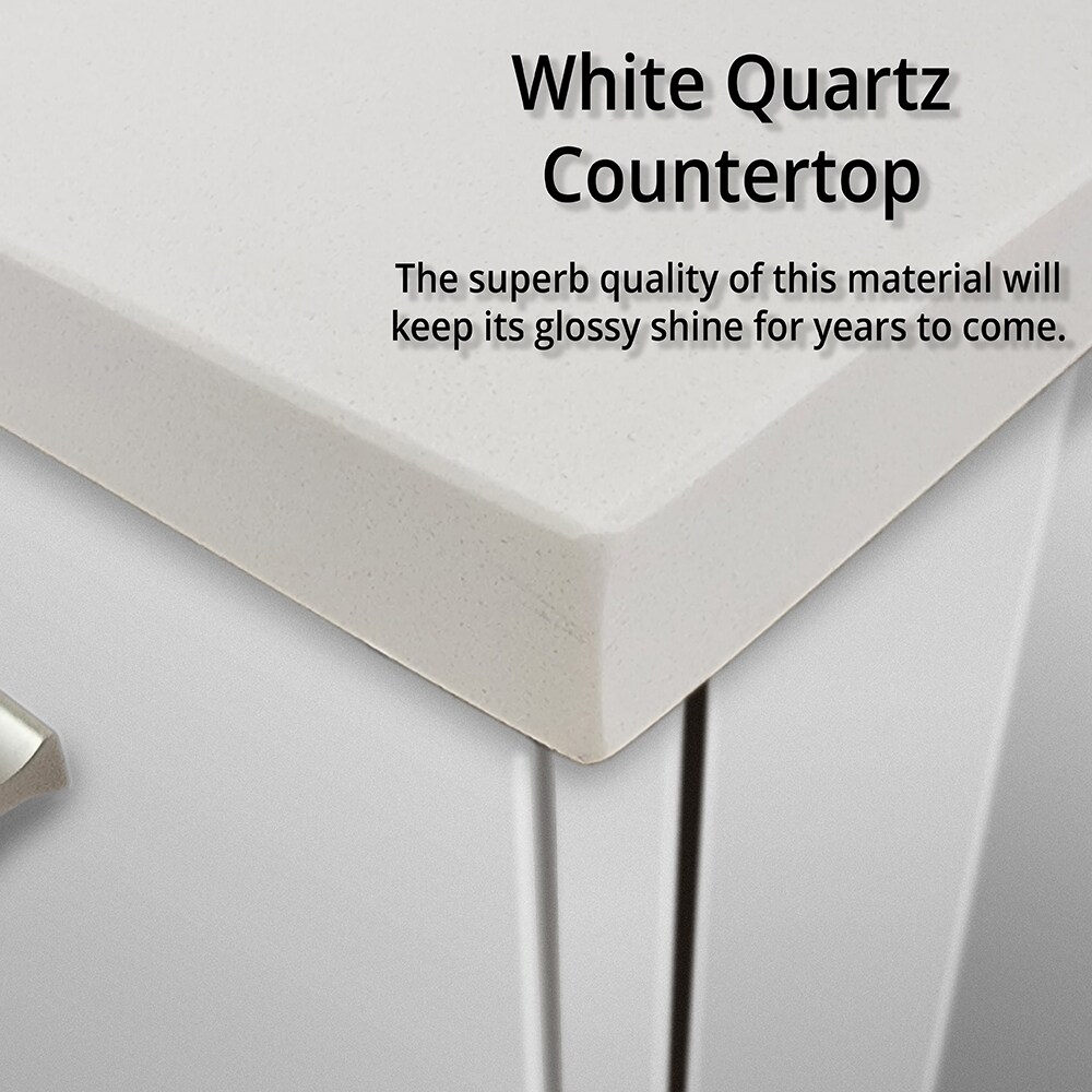 Geneva Glossy White 30" Wall-Mount Vanity with Quartz Top