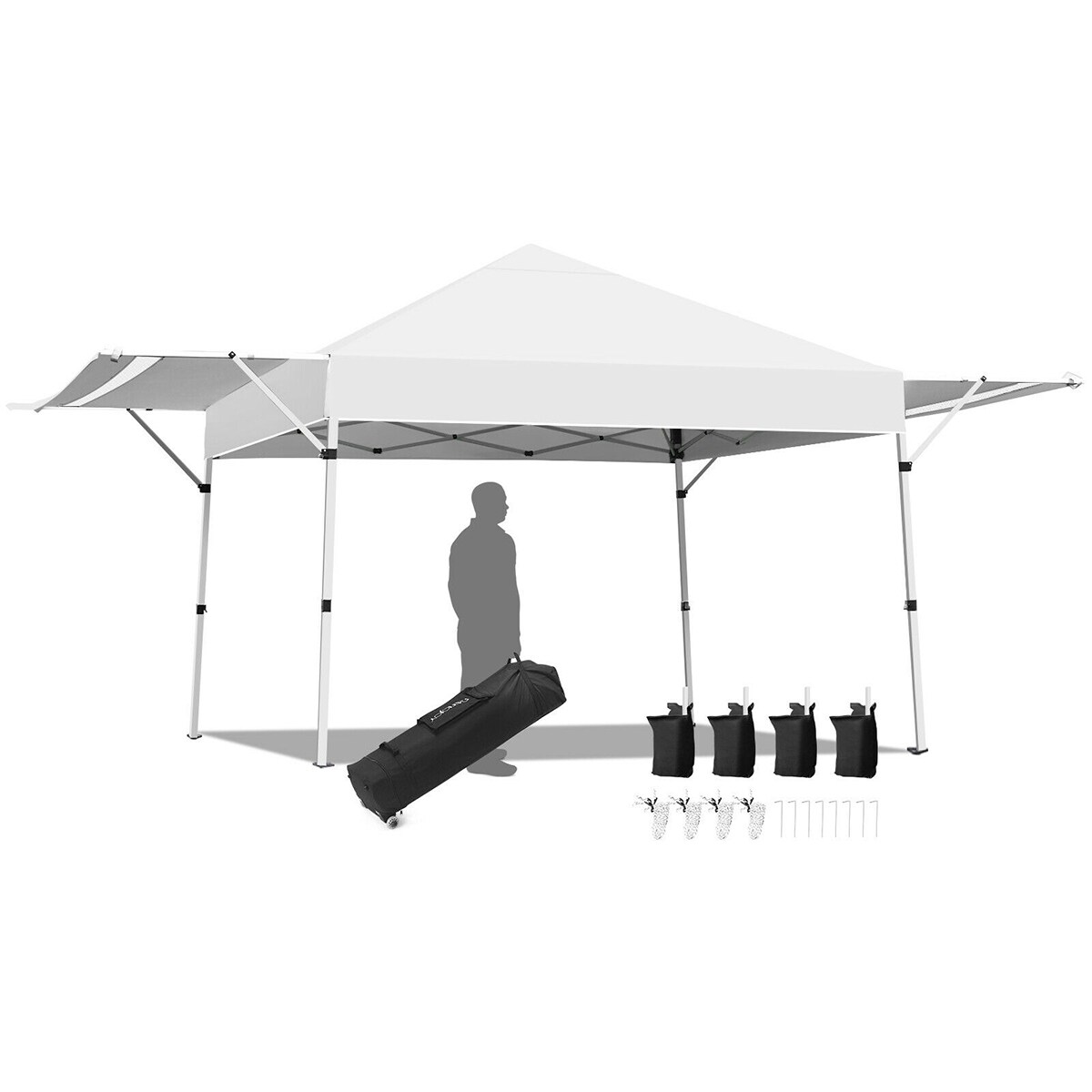 WELLFOR 17-ft x 10-ft Rectangle White Pop-up Canopy at Lowes.com