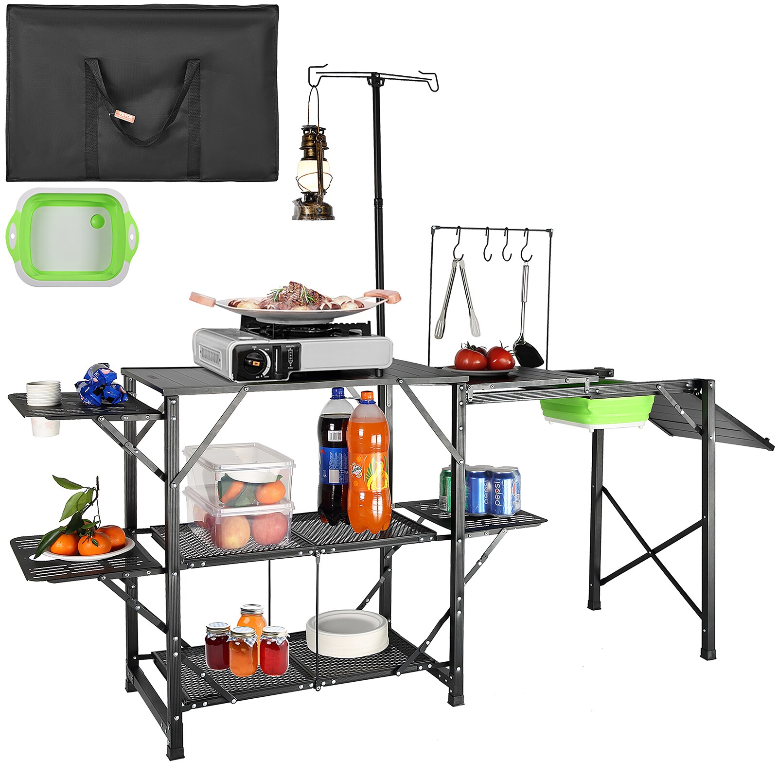 VEVOR BJKYDCFHSBZDSOTKJV0 68.5-in Black Extruded aluminum Square Folding Picnic Table