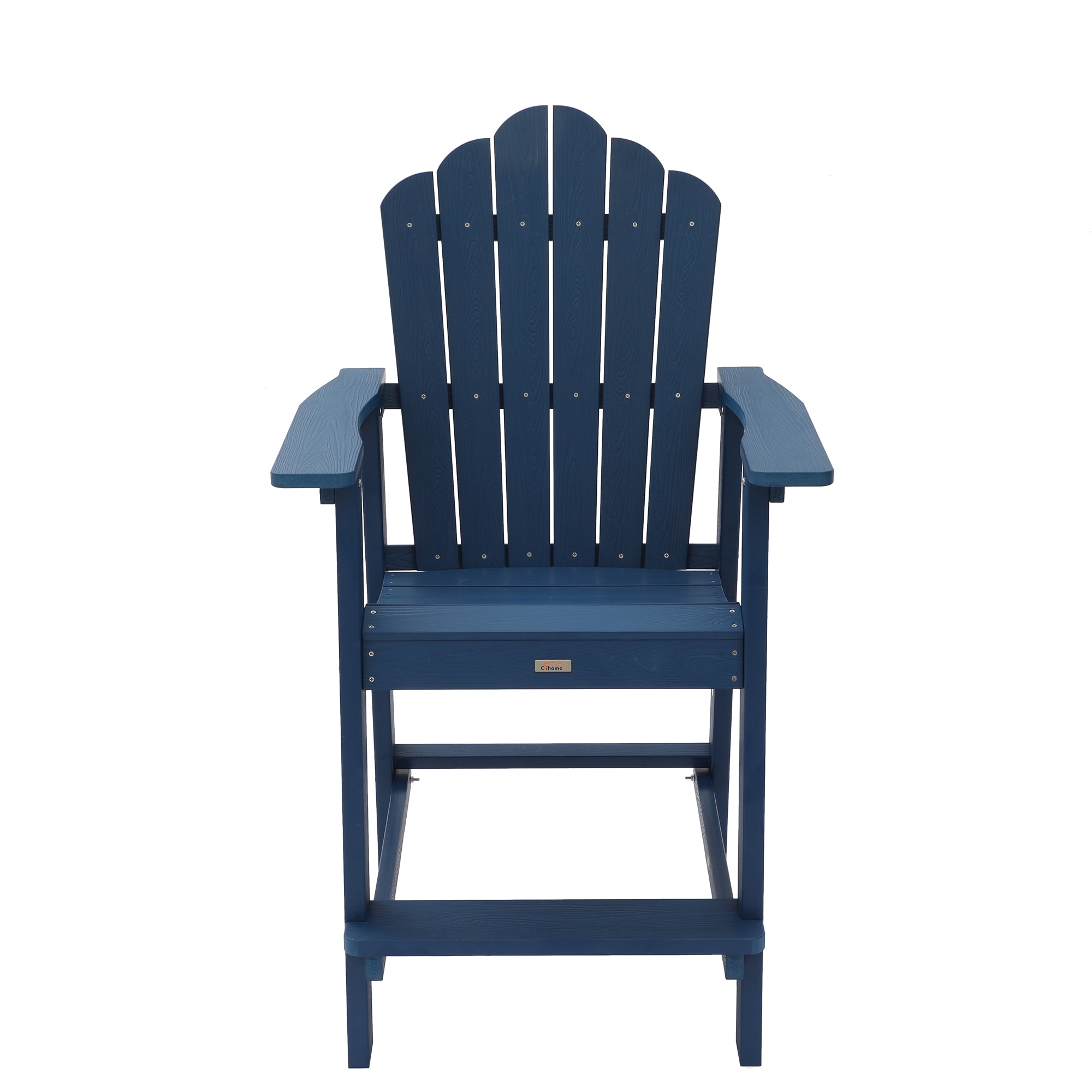 Clihome Patio Bar Chair Navy Blue Plastic Frame Stationary Bar Stool Chair with Slat Seat in the Patio Chairs department at Lowes