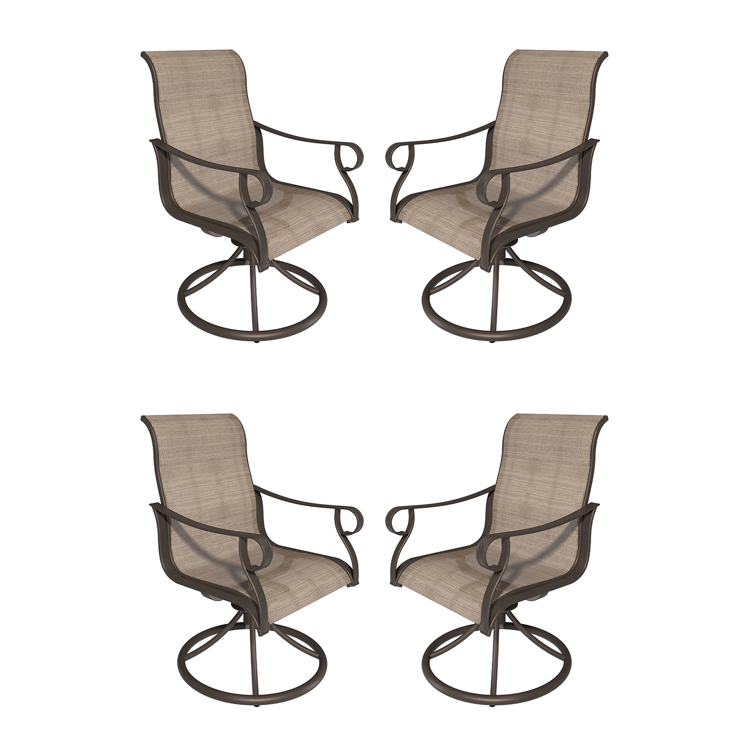 Mondawe 21OD123140OR-2 Set of 4 Brown Iron Frame Swivel Dining Chair with Brown Mesh Seat