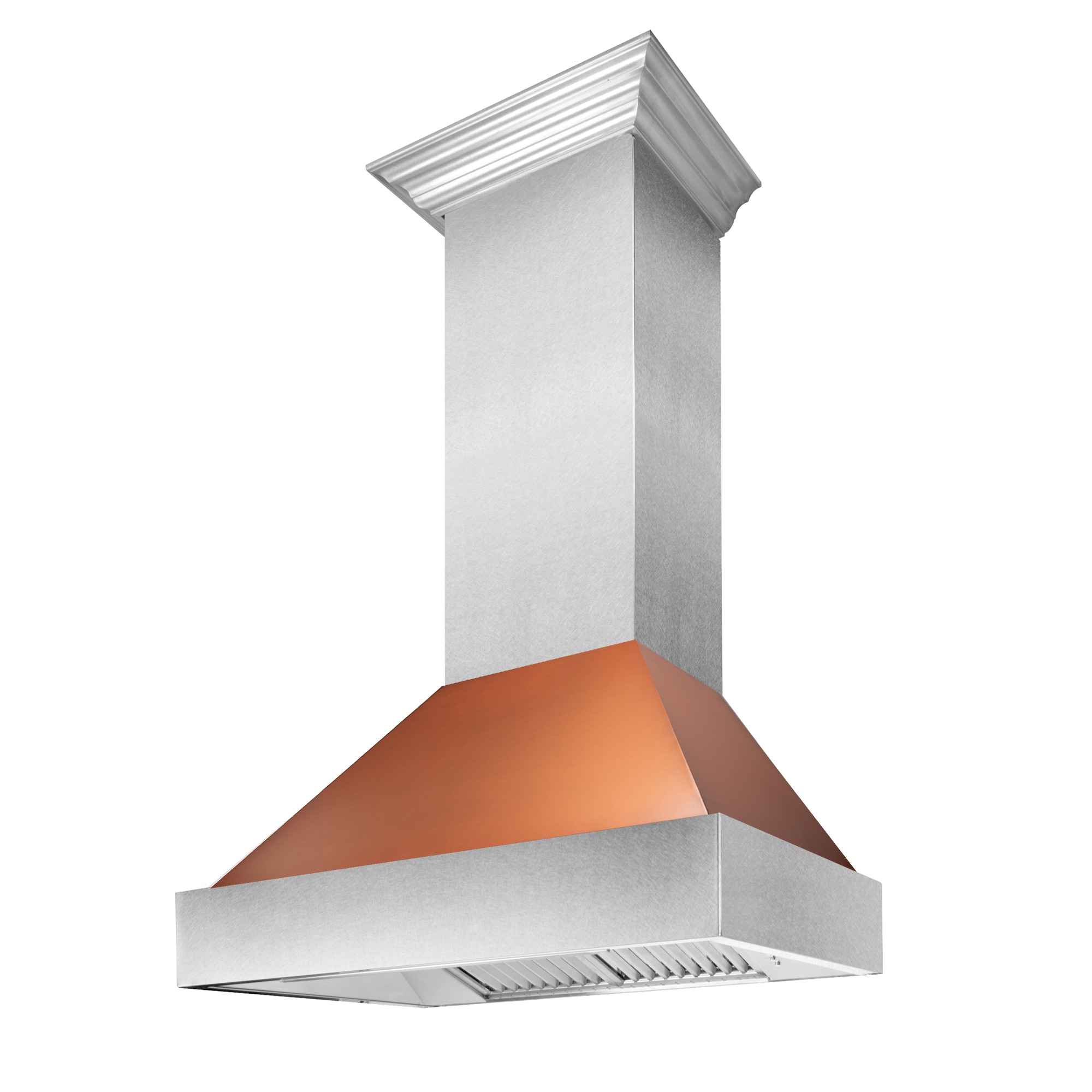 Wall Mount Range Hood 30-in 400-CFM Ducted Durasnow Stainless Steel with Copper Shell Wall-Mounted Range Hood | - ZLINE KITCHEN & BATH 8654C-30