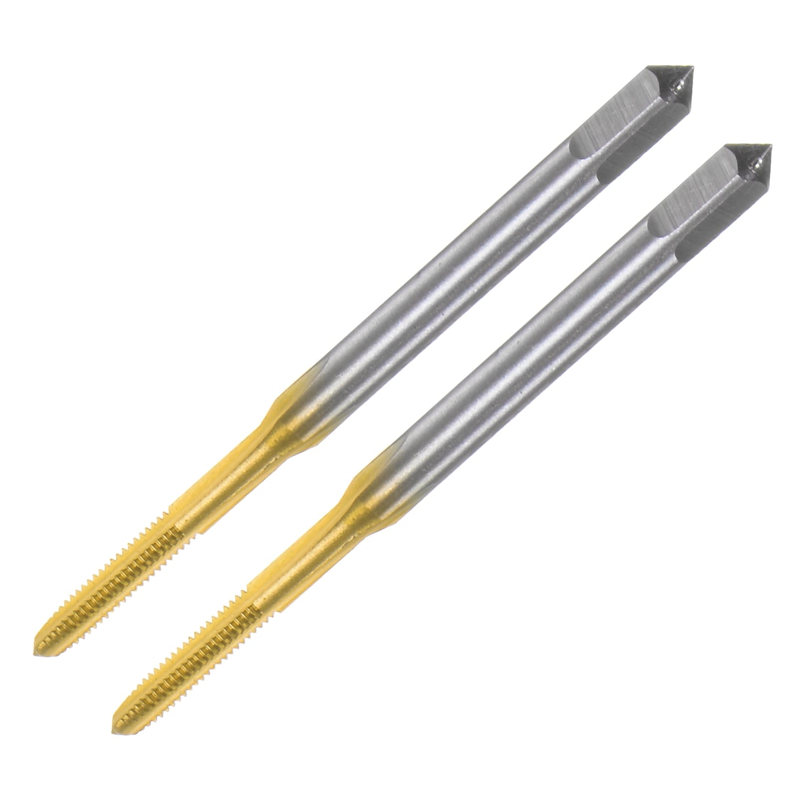 Unique Bargains 2pcs Metric Thread Taps M2 x 0.4 H2 Titanium Coated High Speed Steel Straight Flute Screw Thread Milling Machine Taps Threading Tapping Repair Tool #S25072801UX2565