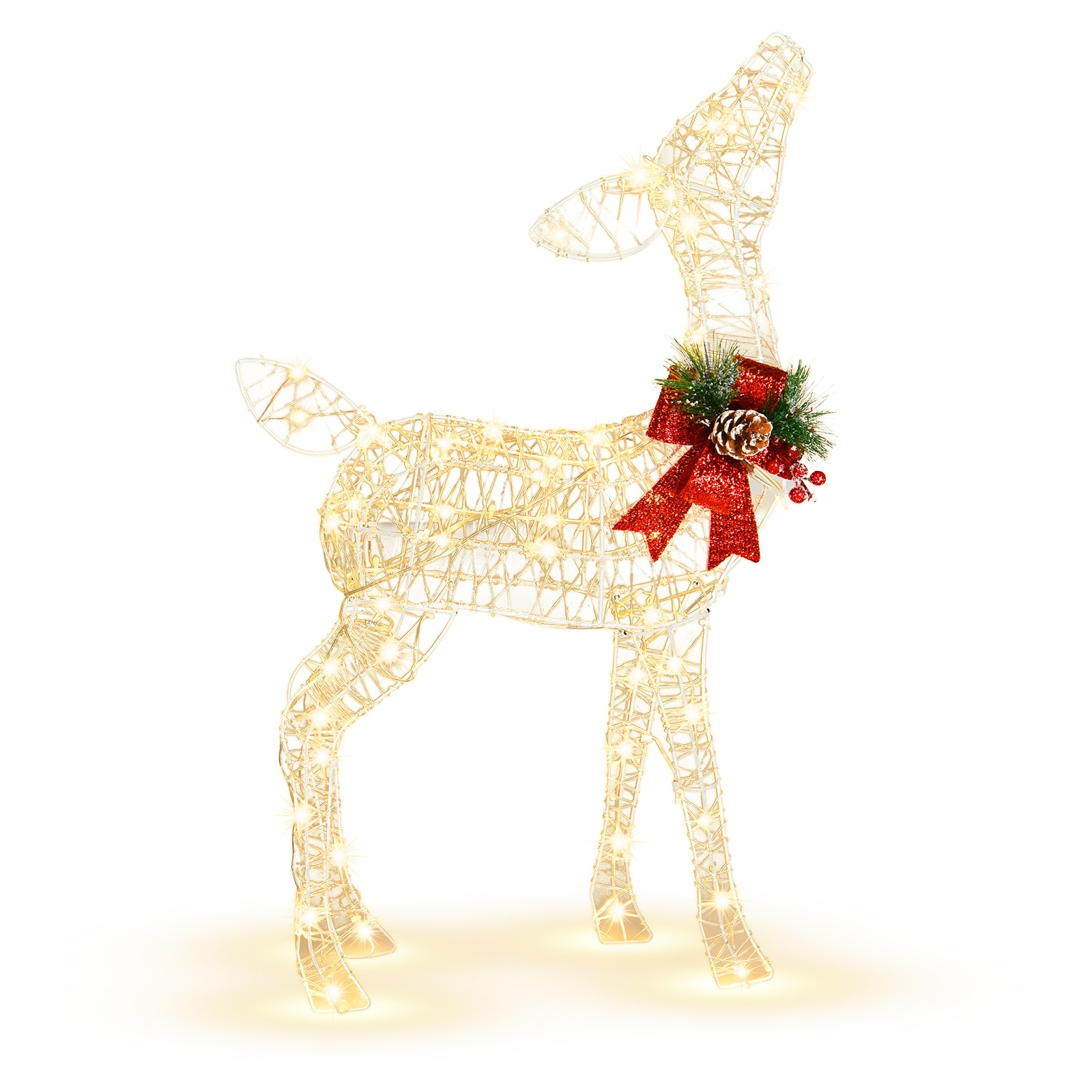 Slickblue 34.5-in Freestanding White Lighted Christmas Reindeer with Warm White LED for Indoor or Outdoor