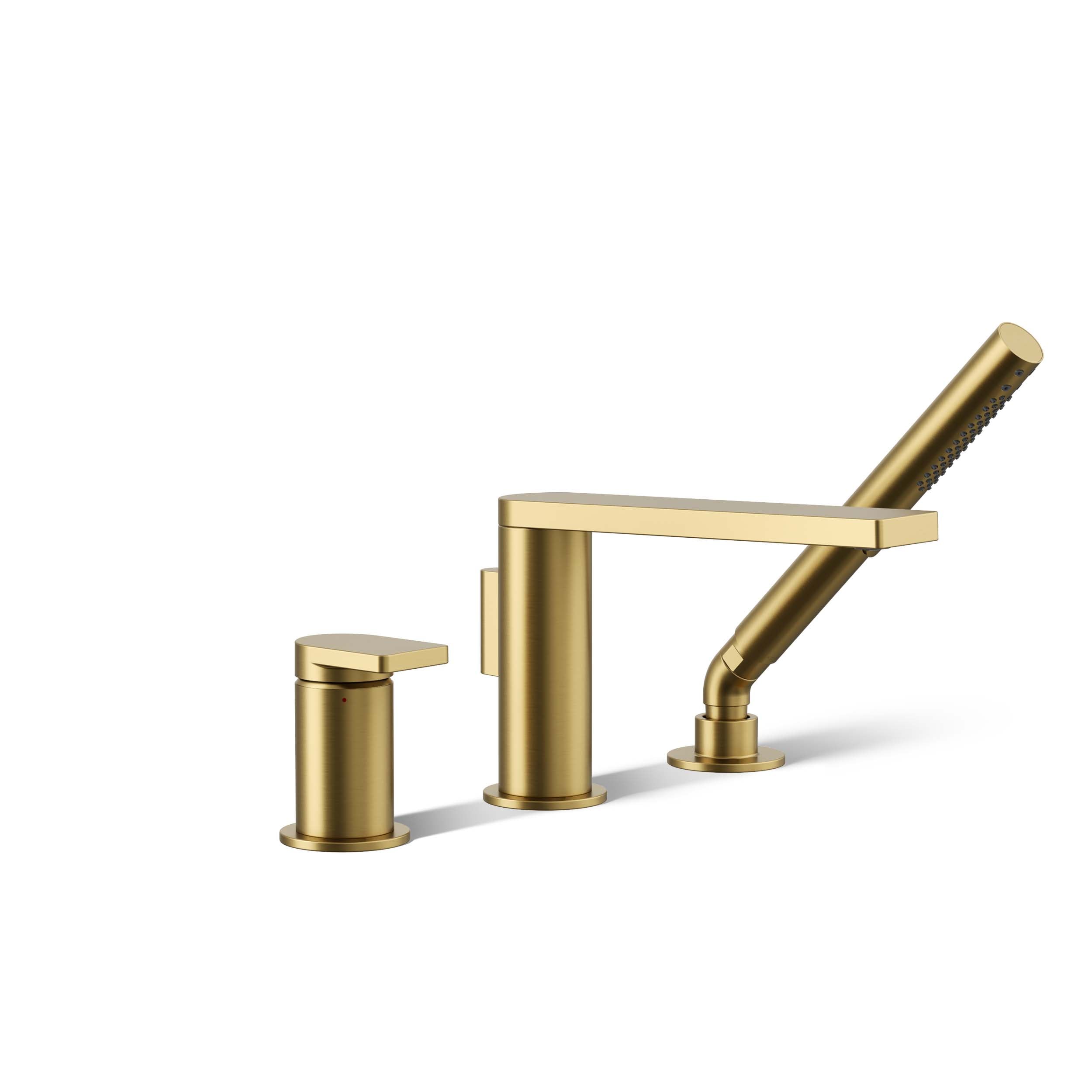 KOHLER K-73078-4-2MB Vibrant Brushed Moderne Brass 1-handle Deck-mount Roman Low-arc Bathtub Faucet with Hand Shower ( Valve Included )