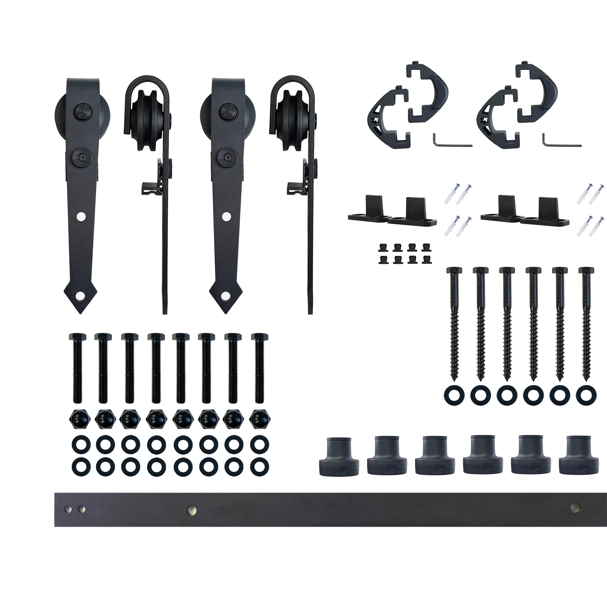 HOMACER JT2TGH090C 90-in Rustic black Black Indoor Arrow Double Barn door hardware kit