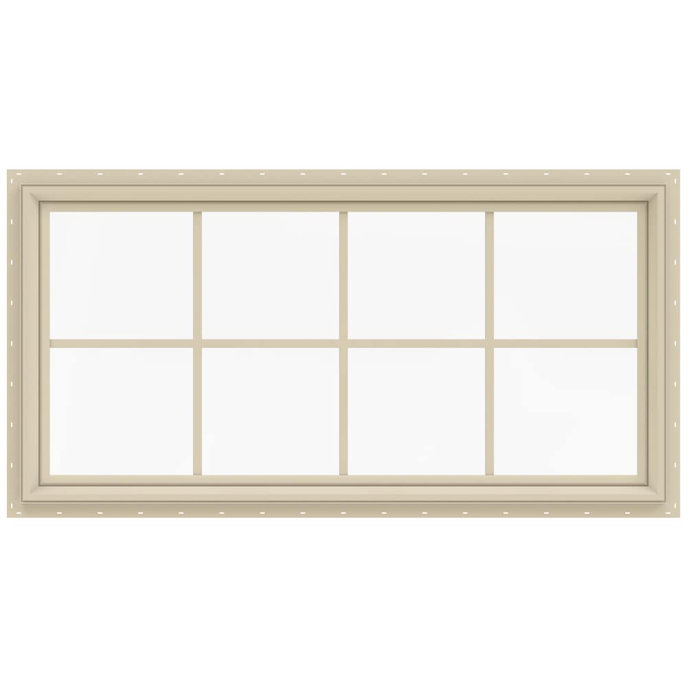 JELD-WEN LOWOLJW141600097 V-2500 47-1/2-in x 23-1/2-in Almond Rectangle Picture Window with Grids