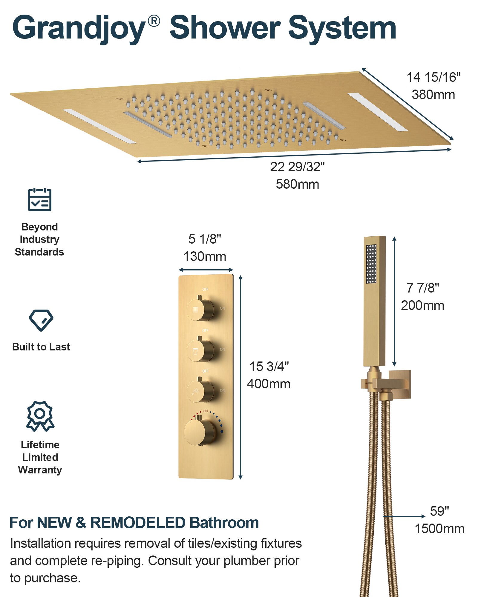 GRANDJOY SGF10GJ-24-BG23 Showerhead-Bar-Panels - View #12