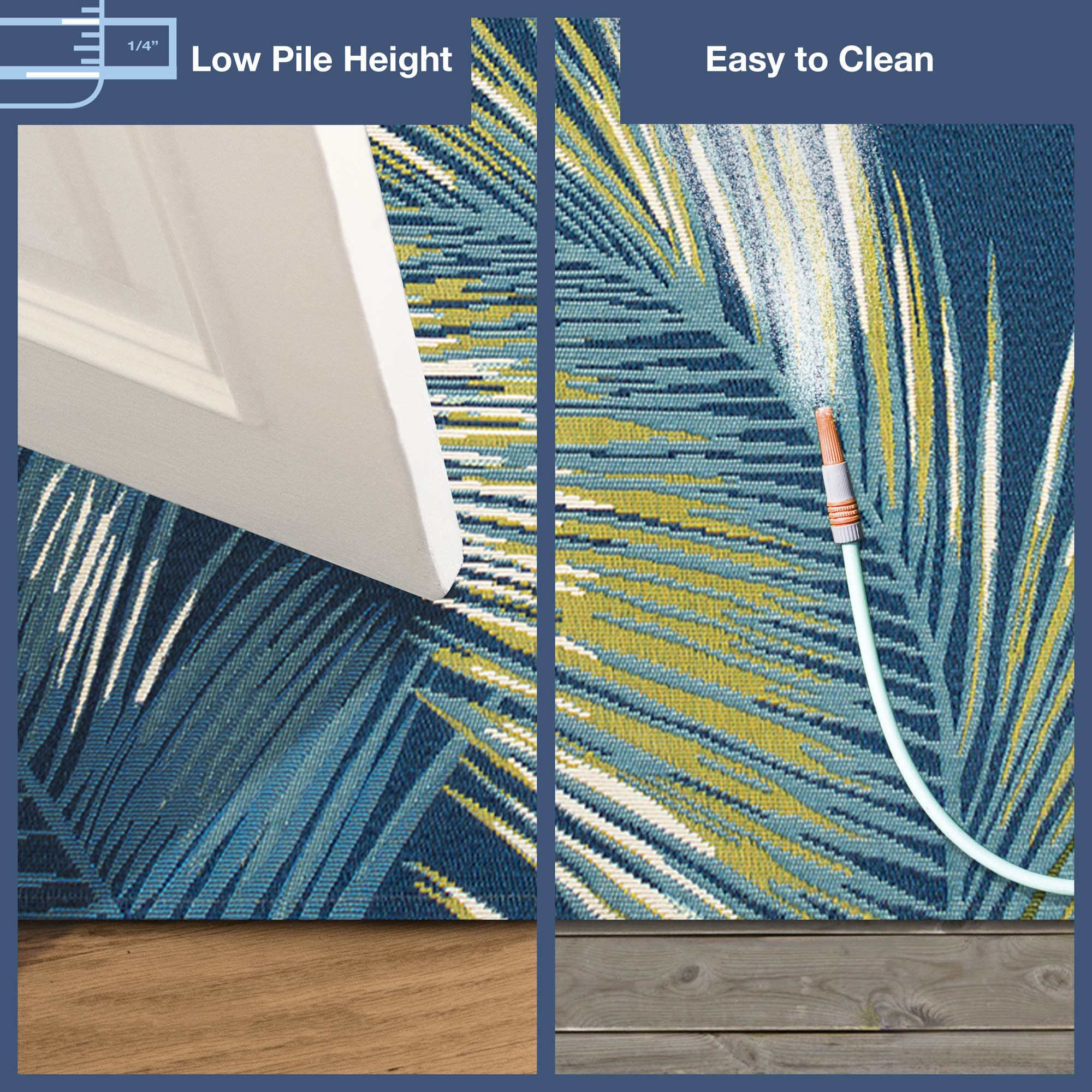 Coastal Charm Blue Synthetic 5' x 7' Reversible Indoor/Outdoor Rug
