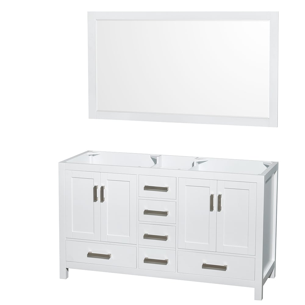 Wyndham Collection WCS141460DWHCXSXXM58 Sheffield 60-in White with Brushed Chrome Trim (Mirror Included)
